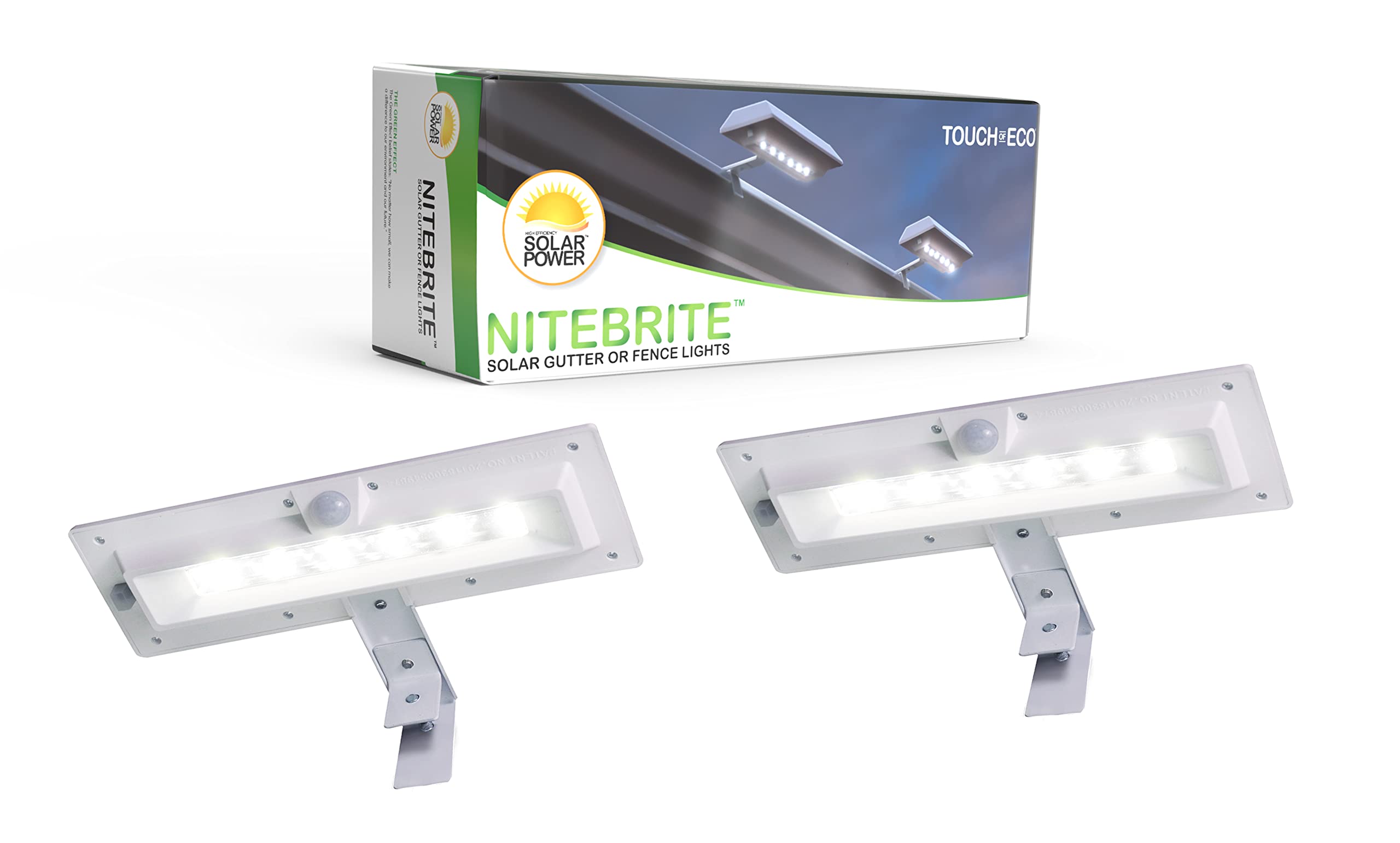 Touch Of ECO Nitebrite Solar LED Motion Detector Sensor Utility Security Outdoor Accent Lights -Automatic On/Off Weather Resista