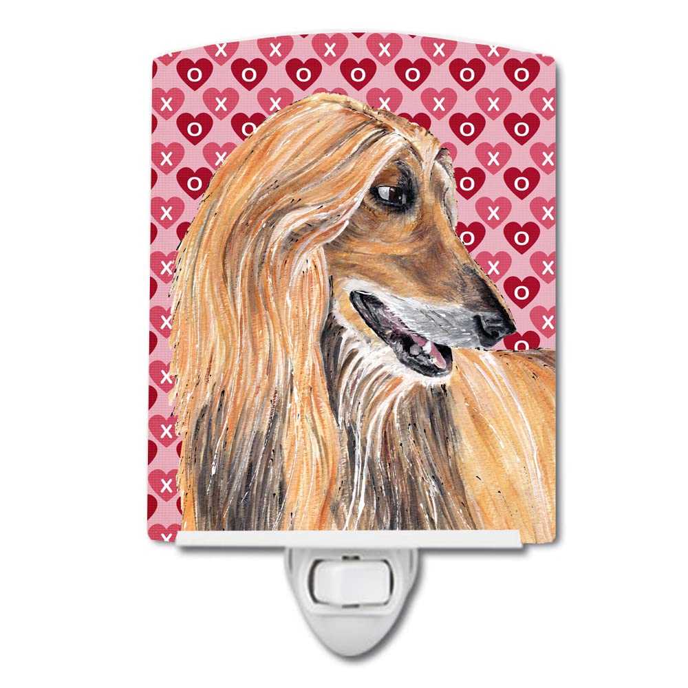 Carolines Treasures Ceramic Night Light, Afghan Hound Hearts, UL-Certified, 6x4x3 inches, Multicolor, Model SC9503CNL