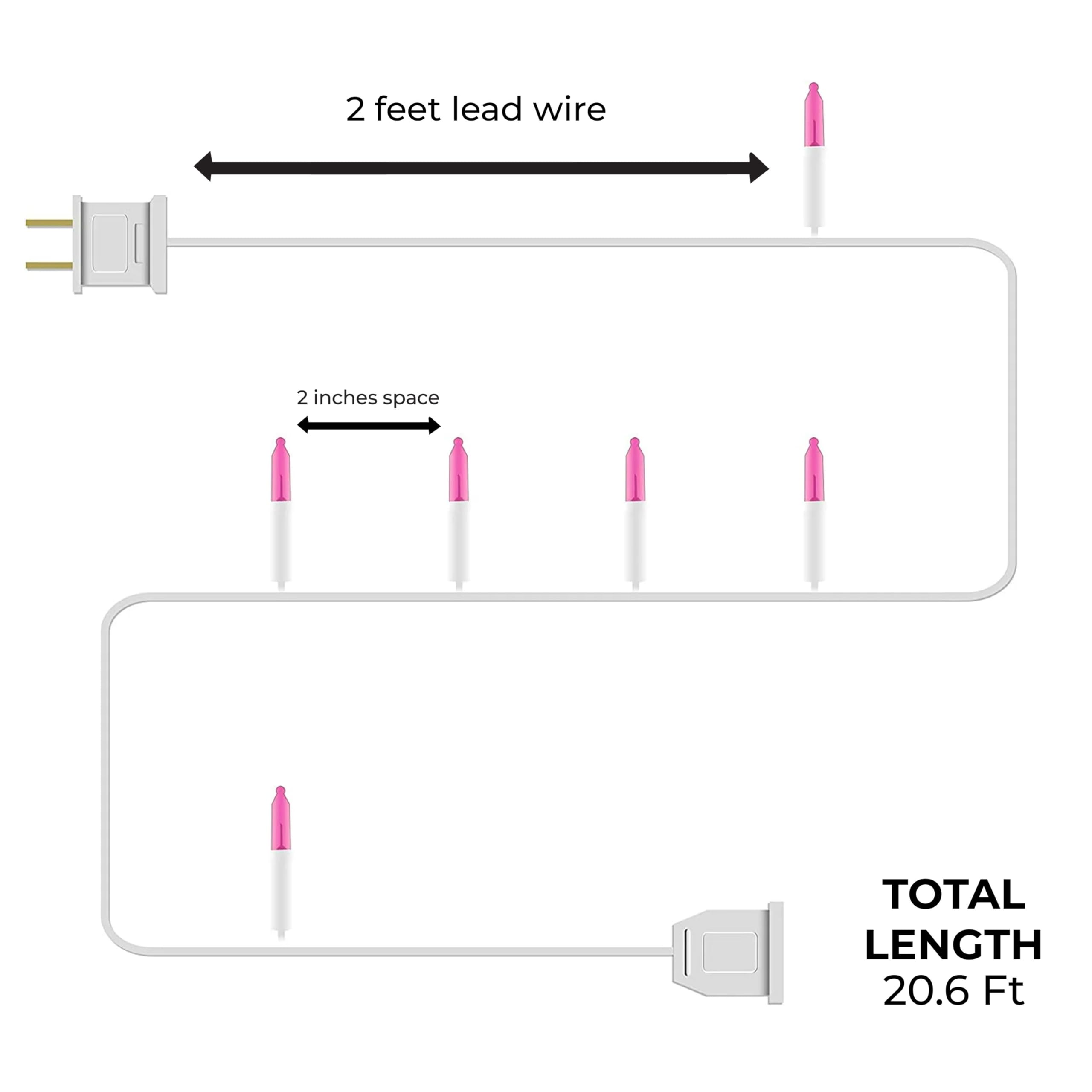 Holiday Essence Pink Christmas String Lights, 100 Mini Incandescent Fairy Lights, 20.6 Ft White Wire, Indoor & Outdoor Decoration