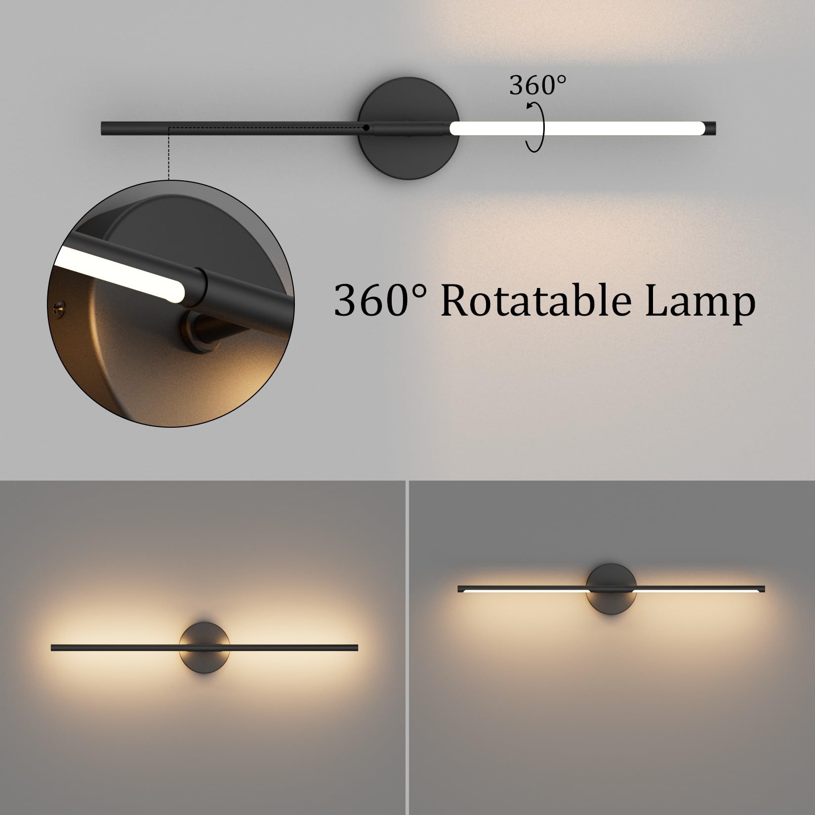 Coinmit 28In Black Metal Wall Sconce Set of Two Hardwired 3000K LED Lights for Living Room, Hallway, Bedroom