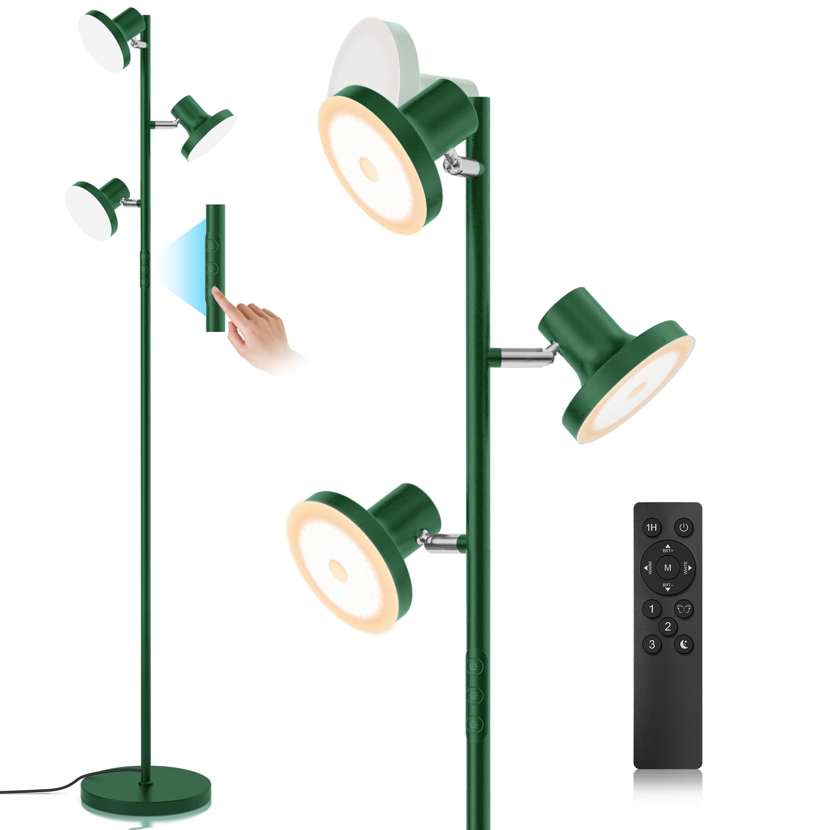SIBRILLE 36W LED Tree Floor Lamp, Dimmable with Remote & Touch Control, Green, Model FLH-036-F1