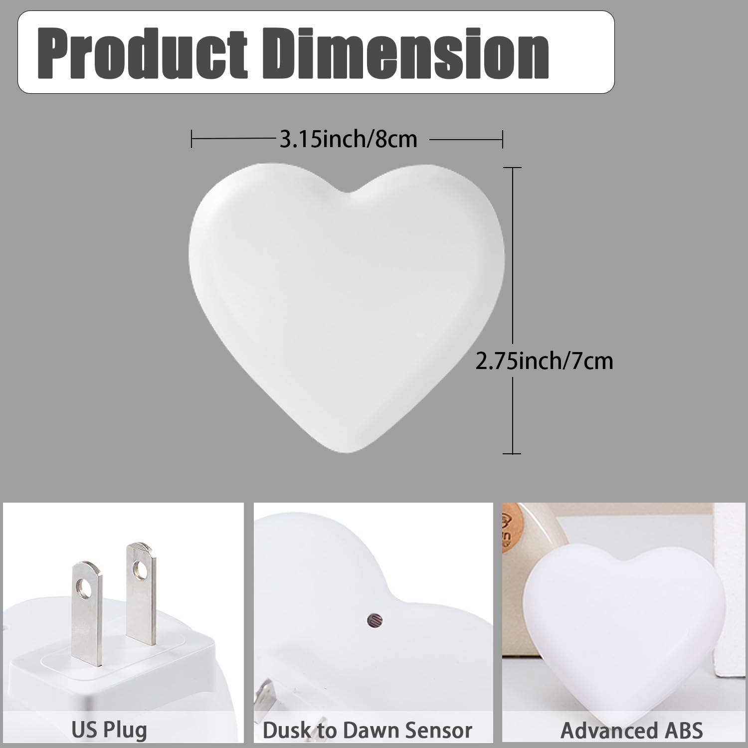 Inzu Night Lights Plug Into Wall, Led Night Light For Kids, Cute Nightlight With Auto Dusk To Dawn Sensor, Led Nightlight With S
