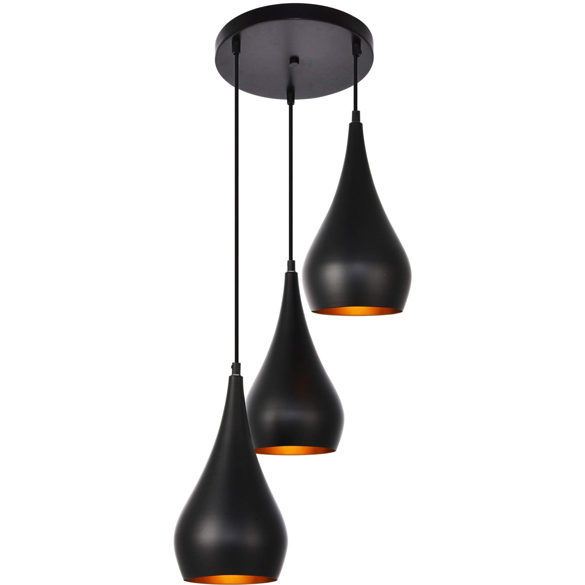 Elegant Lighting LDPD2000 Nora 3 Light 14-1/2'' Wide Multi Light Pendant with Alu  Black