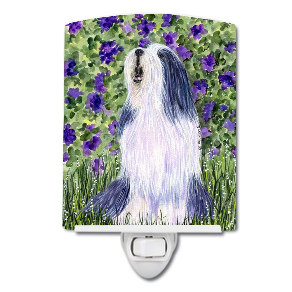 Caroline'S Treasures Ss8602Cnl Bearded Collie Ceramic Night Light Compact, Ul-Certified, Ideal For Bedroom, Bathroom, Nursery, Hallway, Kitchen, 6X4X3, Multicolor