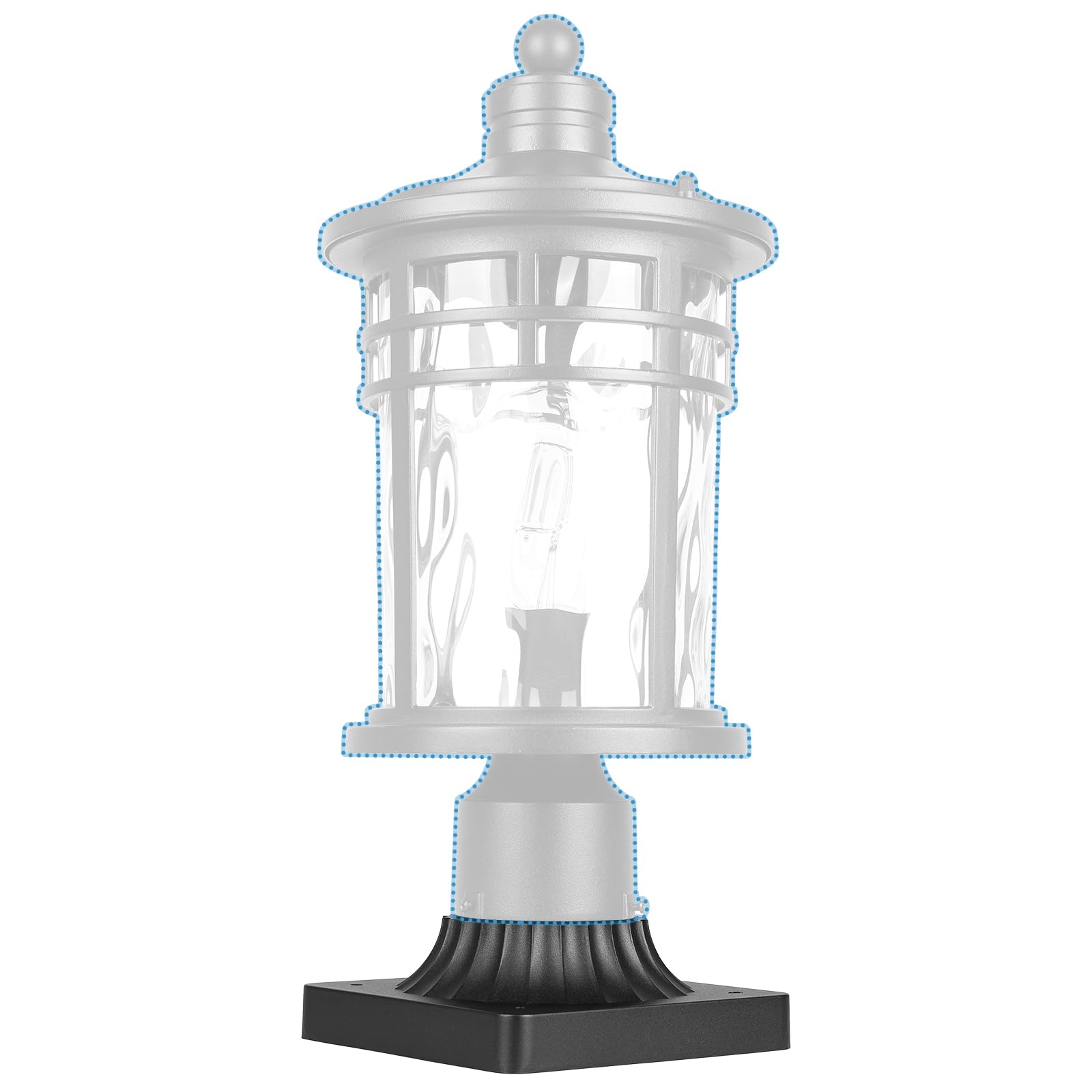 Darkaway 2Pcs Outdoor Post Light Base Mount, Post Light Adapter 3'' Large Pier Mount Base With Matte Black Finish For Deck Porch