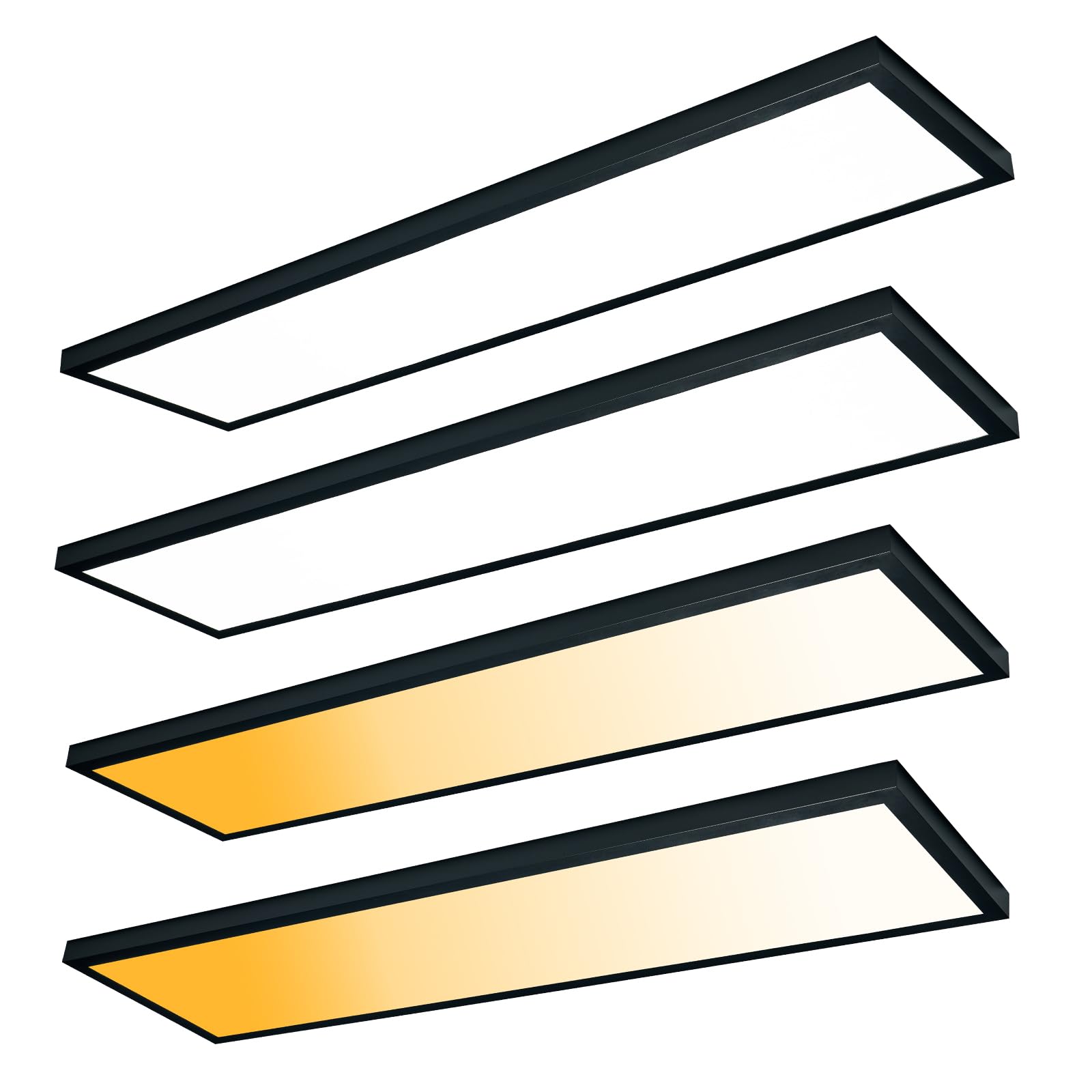 Mcacggo Black 1x4 LED Flat Panel Light Flush Mount 4-Pack, 3000K/4000K/5000K Selectable, Ultra-Thin Surface Mount LED Ceiling Li