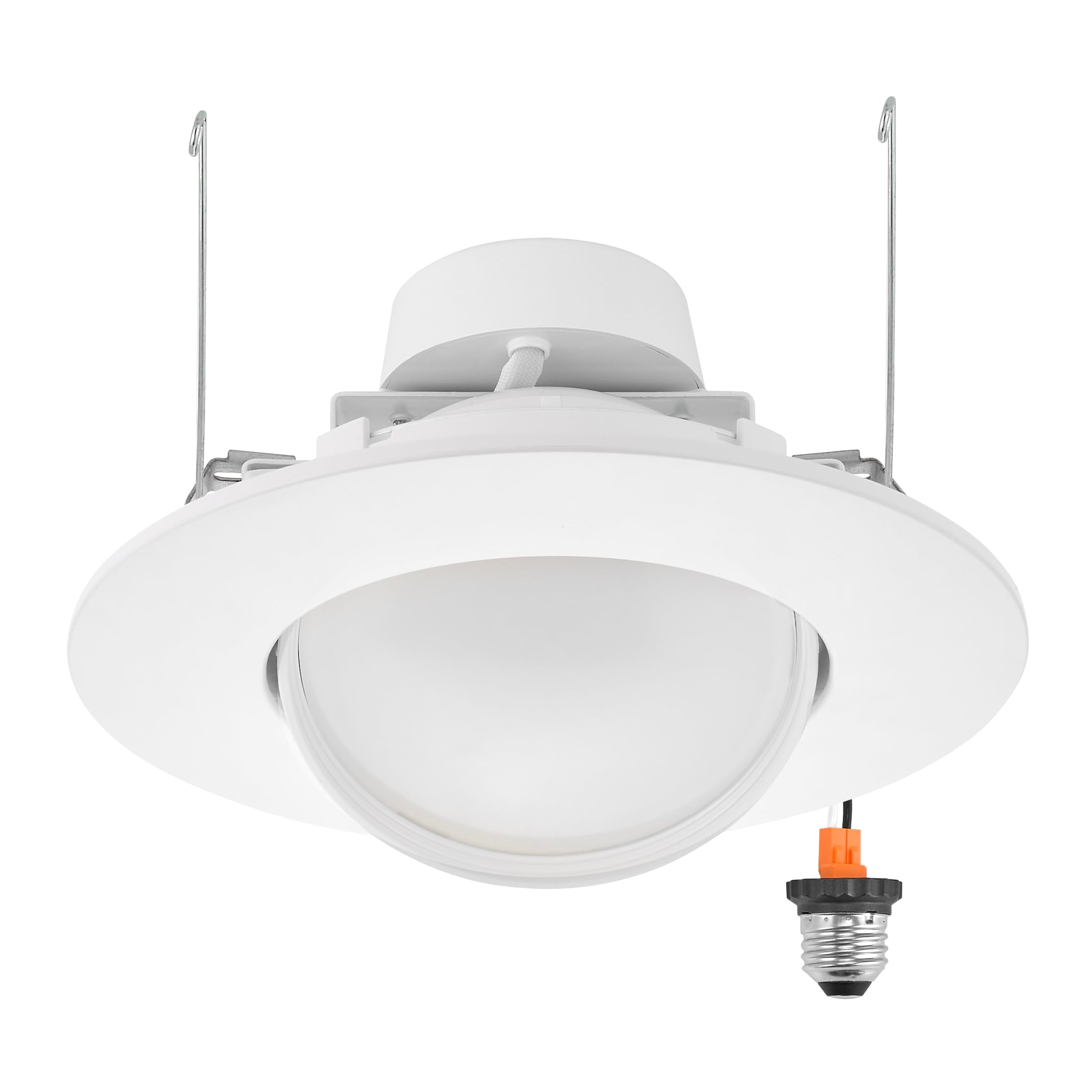 Maxxima Rotatable LED Downlight Gimbal, 1100 Lumens, Dimmable, 5 CCT, 11W, White Trim, Model MRL-611555