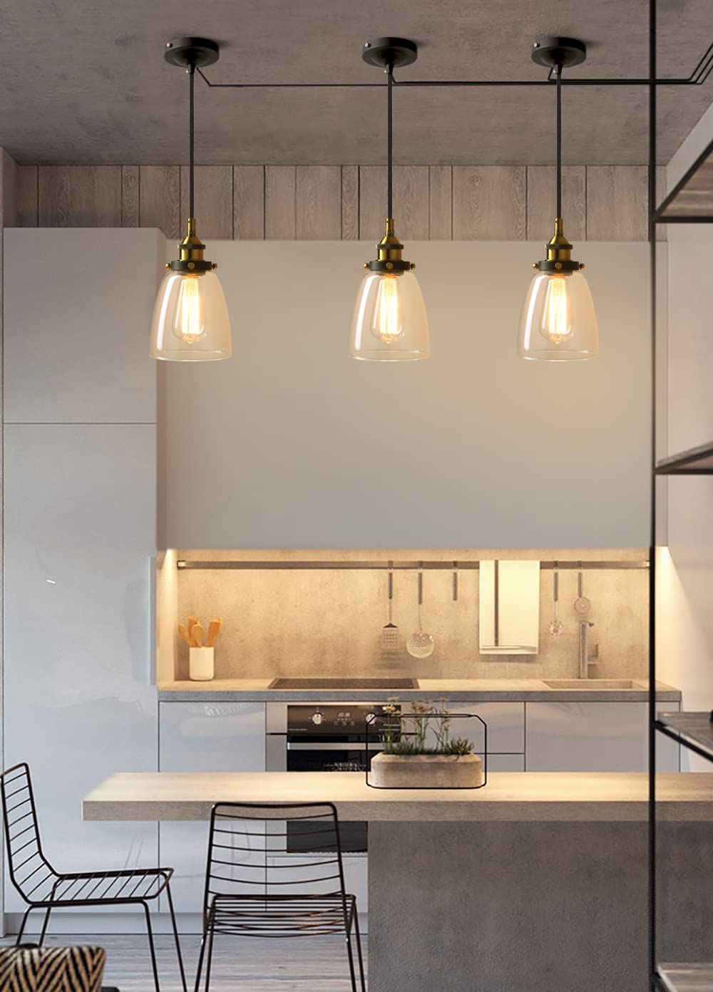 Pathson Retro Pendant Light, Industrial Hanging Lamp, Adjustable Clear Glass, Antique Metal, Model Yt030-D
