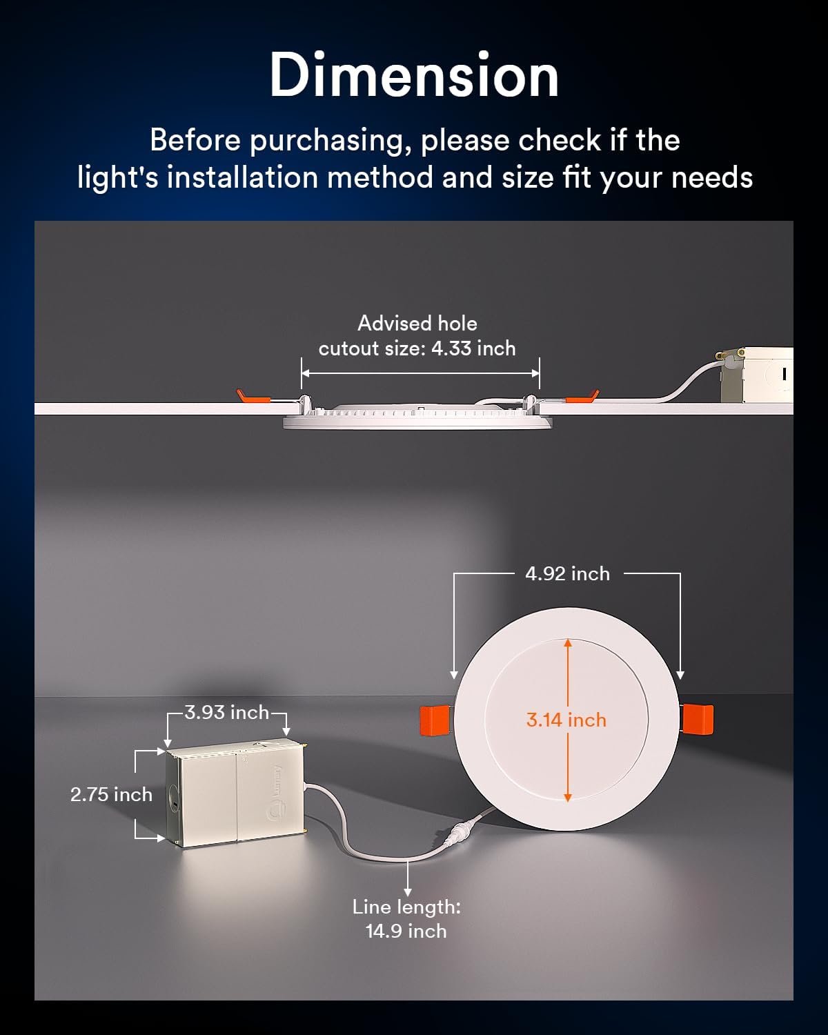 Lumary Smart LED Recessed Light Pro, 4 Inch, 9W, RGB/Night Ring, ETL Listed, White, Model L-SD4G1, 1 Pack