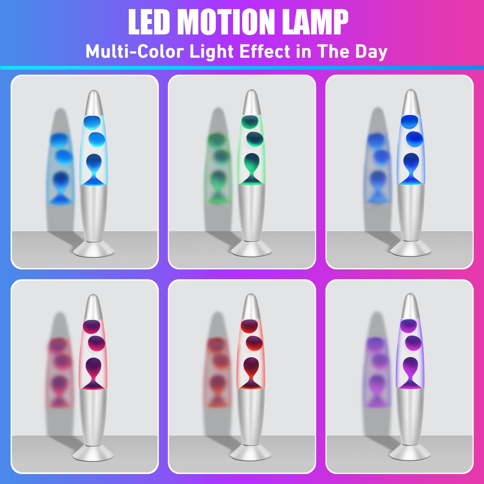 Dalavalampa LED Color Changing Liquid Motion Lamp, 13in Small, Purple, Model 4163C-01, Relaxing Night Light for Home Décor