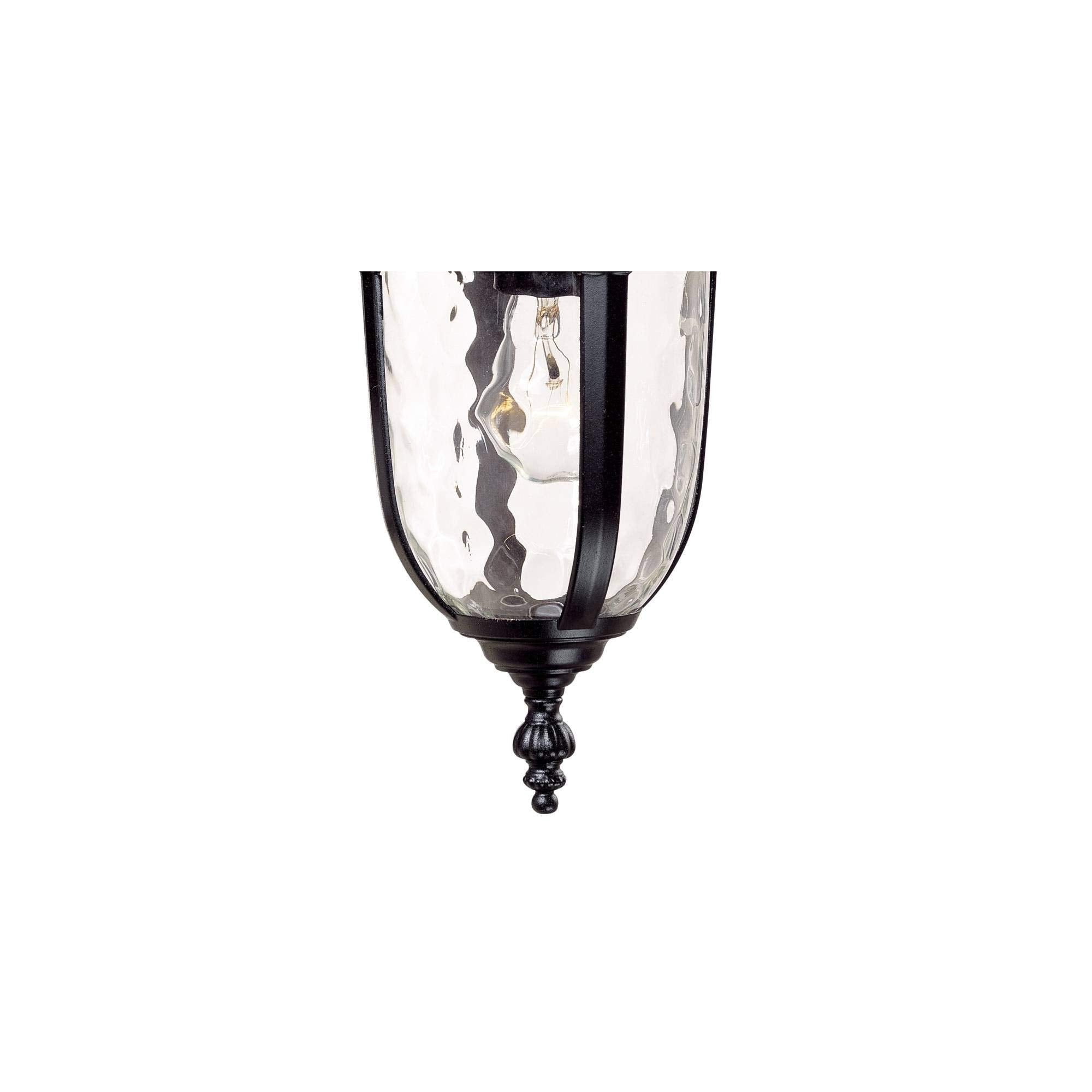 John Timberland Bellagio Outdoor Wall Light Fixture 16.5in Black Aluminum with Clear Hammered Glass, Model 49276