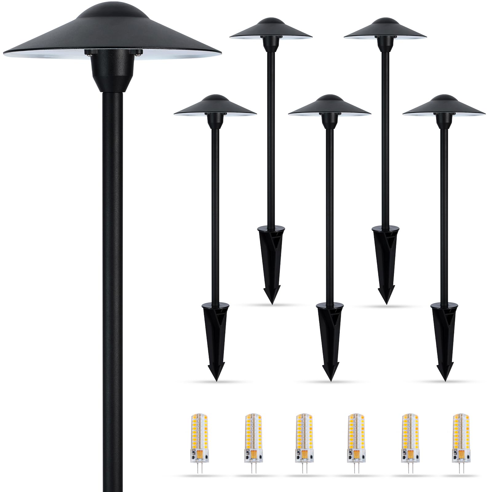 Gardencoin Low Voltage Pathway Lights (8.5 Shade, 21.5 Tall),12V Outdoor LED Landscape Path Lights Wired, Aluminum Pathway L
