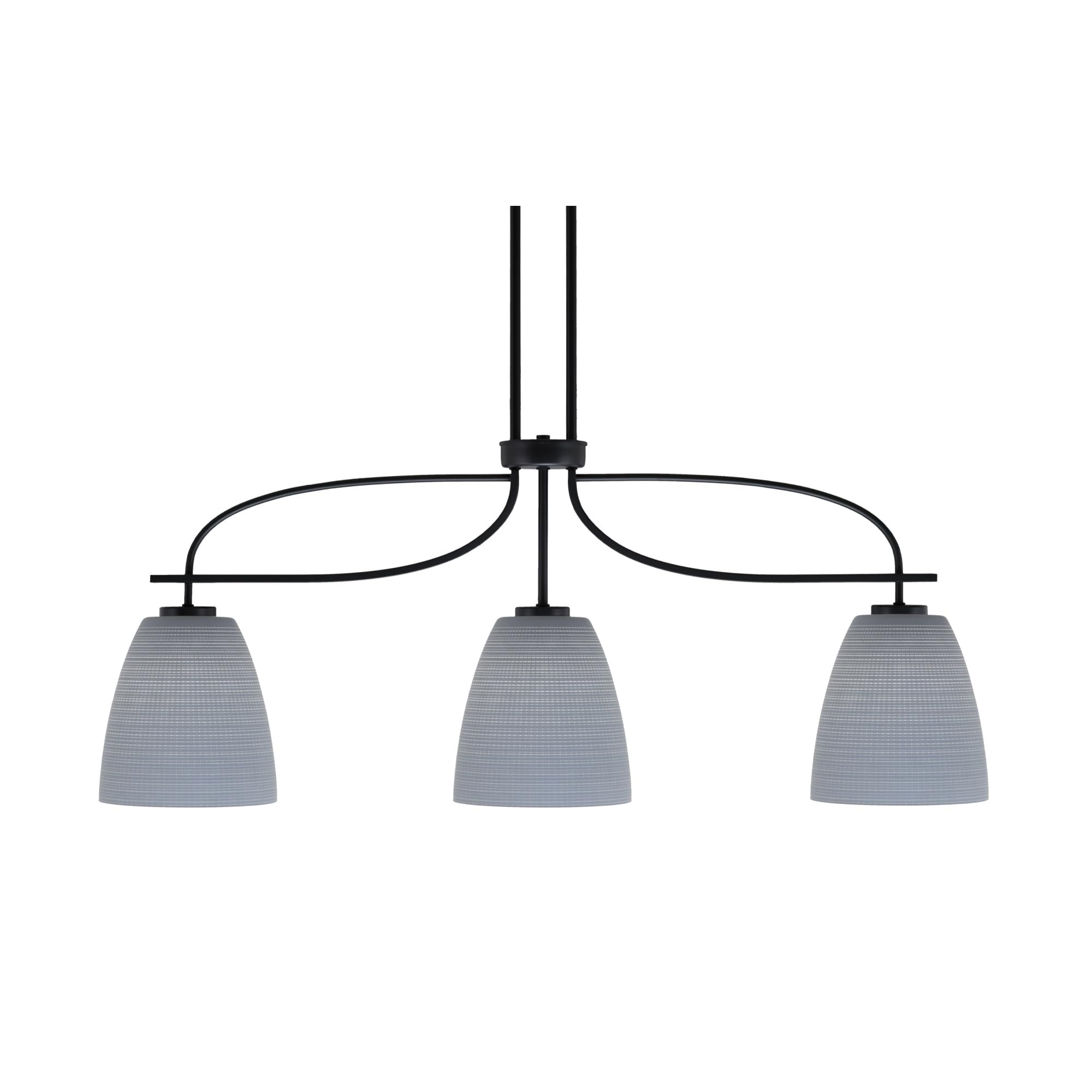 Cavella 3 Light Island Light Shown in Matte Black Finish with 8&quot; Gray Matrix Glass