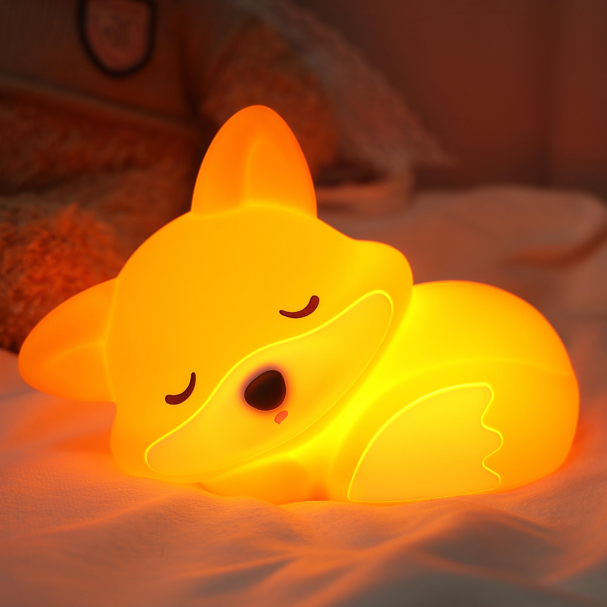 Lampeez Fox Night Light  Cute Fox Gifts  Soft Silicone Lamp Nursery Nightlight Led Touch Light  Bedroom Decor As Xmas Birthday Gift For Boys Girls