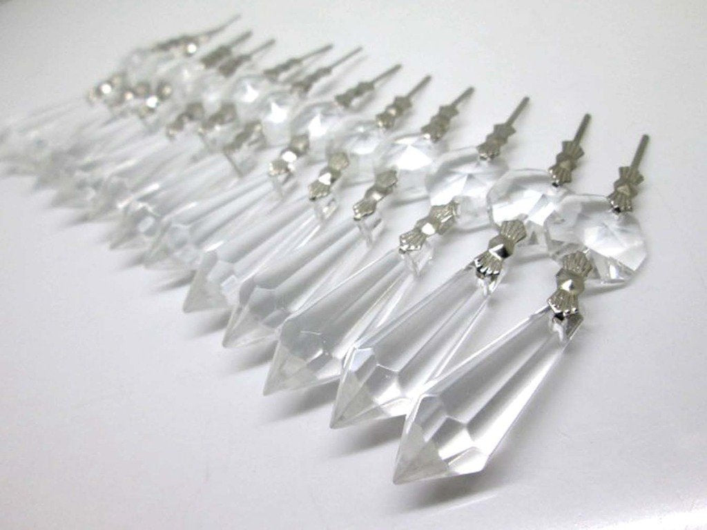 Bronagrand 20Pcs 38Mm Replacement Clear Chandelier Icicle Crystal Prisms Octogan Crystal Bead For Lamp Decoration