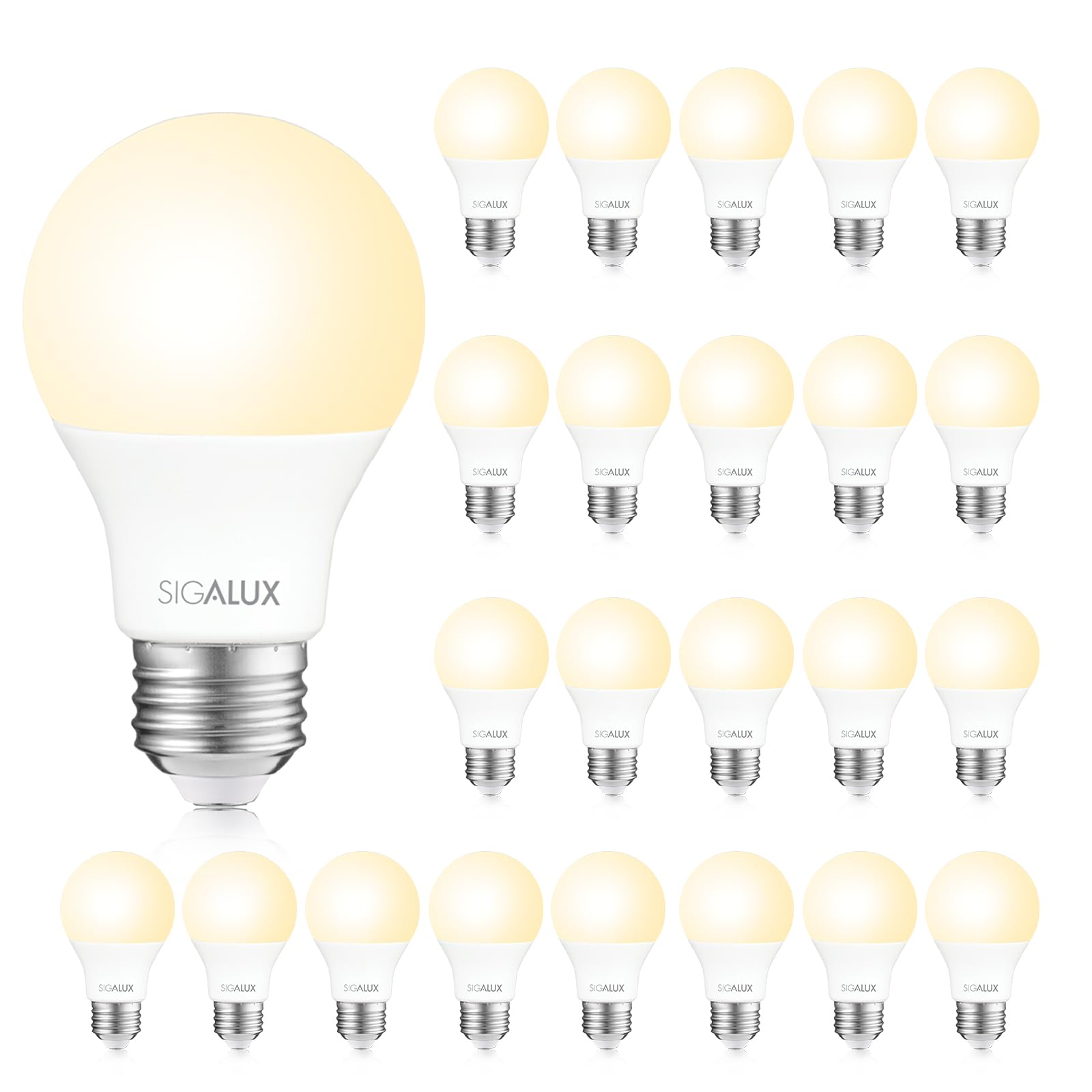 Sigalux Energypro, High-Efficiency Led Light Bulbs A19 60W Equivalen Non-Dimmable Warm Lightbulbs E26, Efficient 5W 2700K Soft W