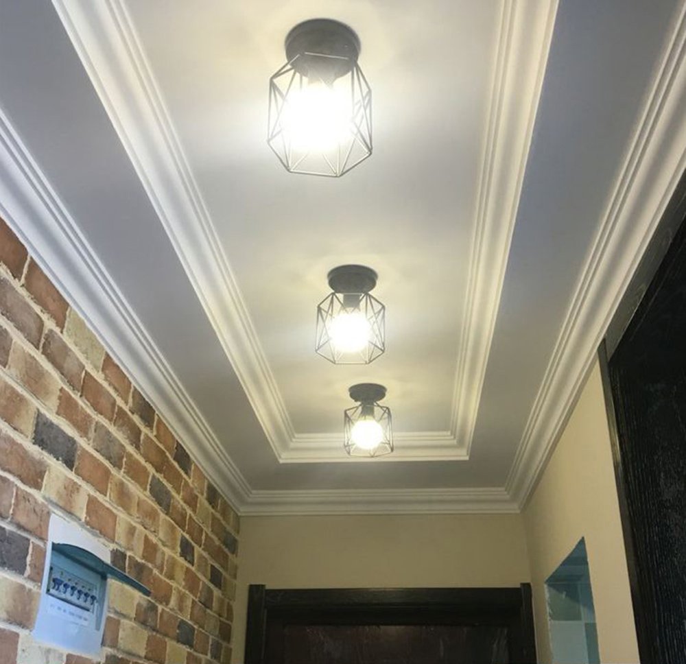 Koonting Retro Vintage Industrial Flush Mount Ceiling Light, Mini Painting Metal Pendant Light Ceiling Light Fixture For Hallway