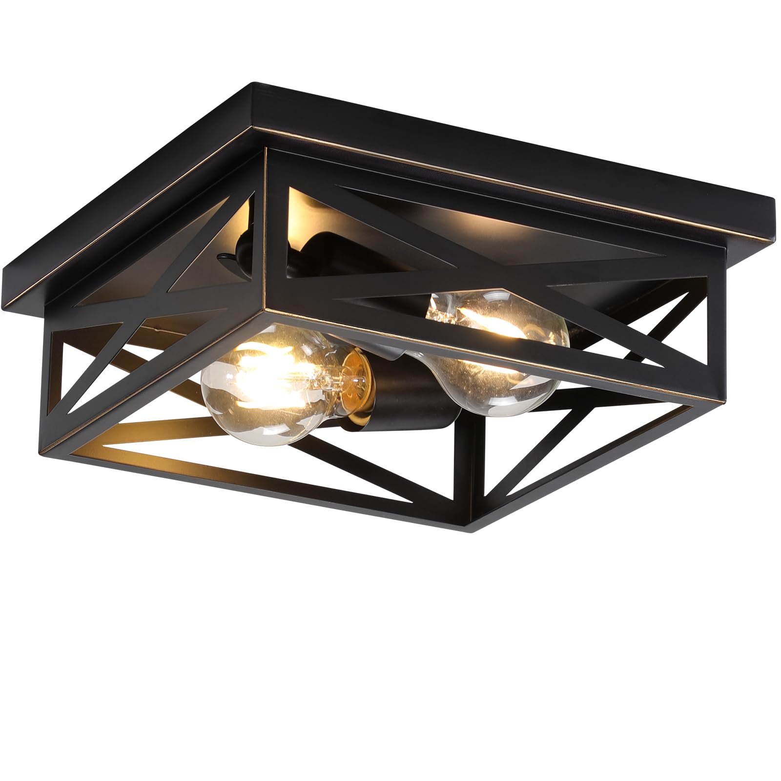 DIKAIDA Farmhouse Flush Mount Ceiling Light for Kitchen,2-Light Modern Rustic Metal Finish Industrial Kitchen Ceiling Light Fixt