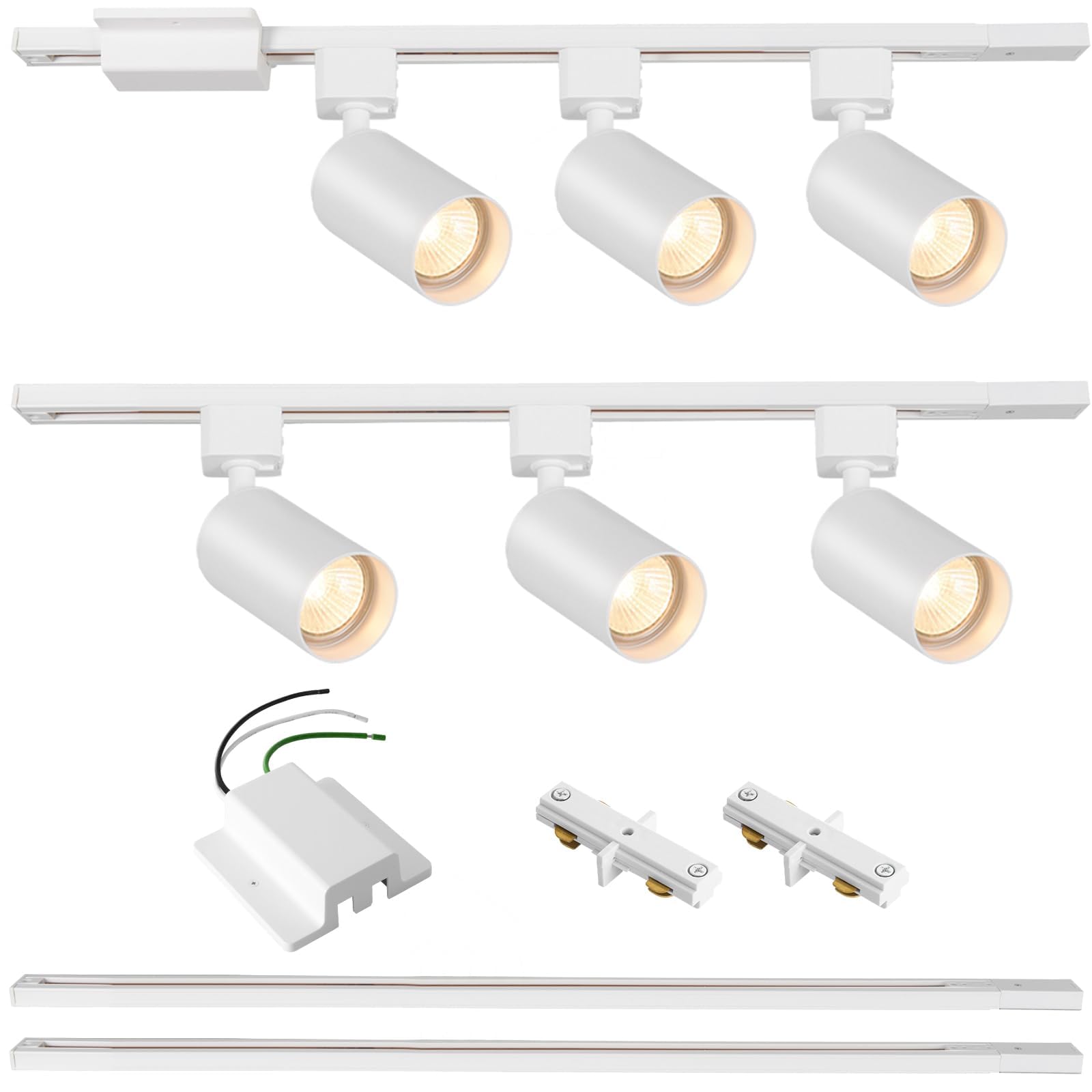 Hiiglxii 6 Lights Led Track Lighting Kit With 6.6Ft H Track Lighting Rails & Floating Canopy Connector  Gu10 Track Light Kit Modern Kitchen Track Lighting Fixtures Ceiling Spot Light  White - No Bulbs