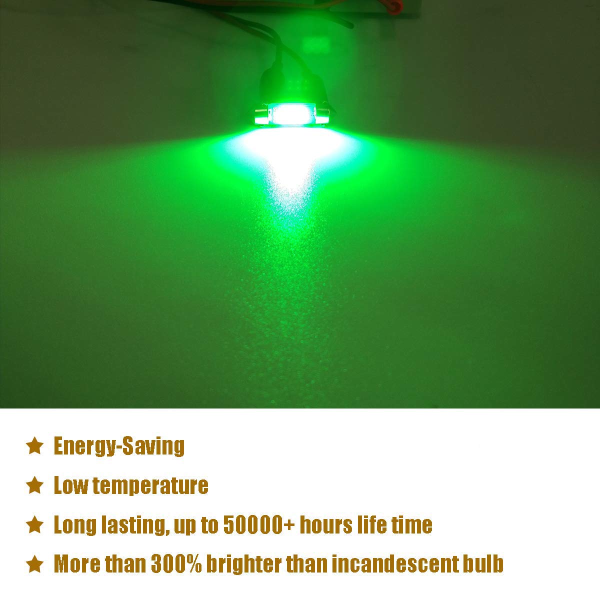 iBrightstar 6411 6418 C5W Festoon LED Bulbs 36mm Green for Interior Dome Map License Plate Lights