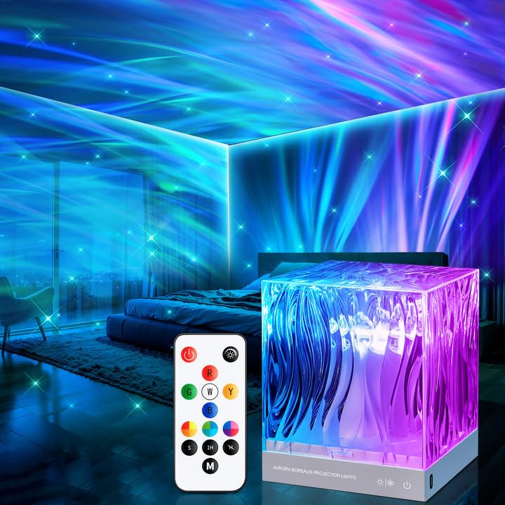 One Fire Northern Lights Projector,18 Colors Aurora Light Projector for Bedroom,10 Dimmable Brightness Mood Lighting Galaxy Ligh