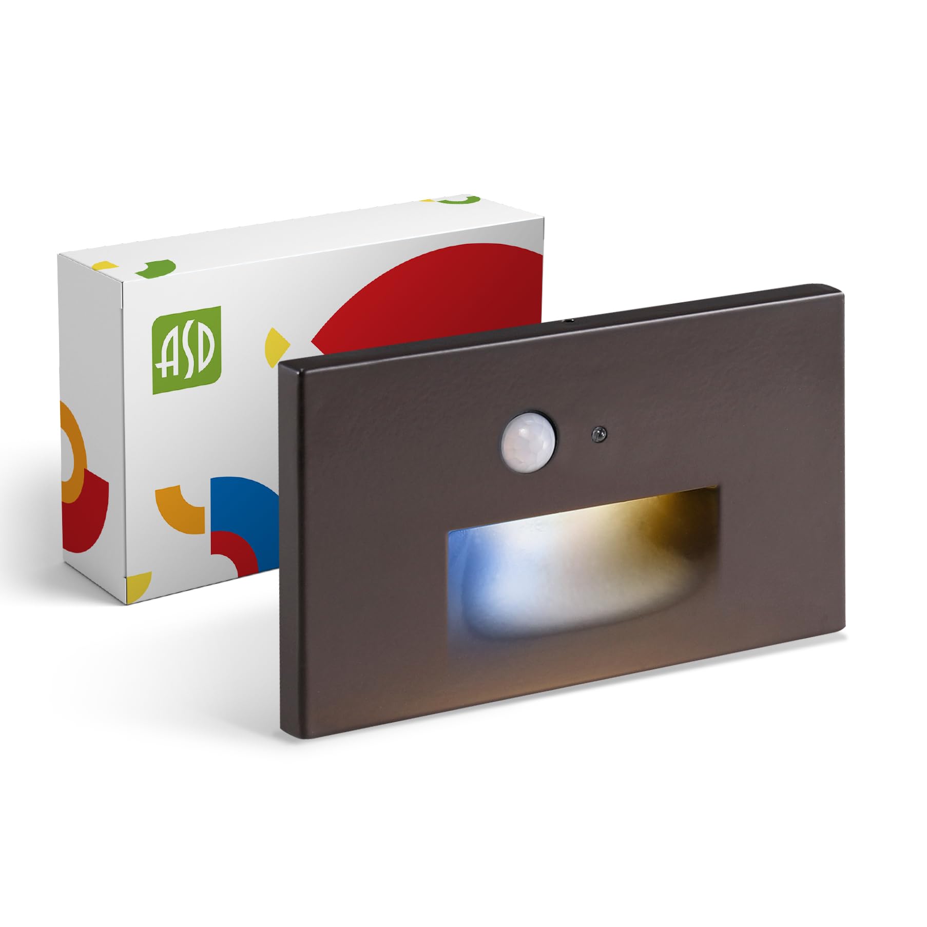 ASD LED Recessed Step Light Fixture, 3W 120LM, 3CCT, Motion Sensor, Waterproof, 4.75 Inch, Dark Bronze, Model A-LSTL