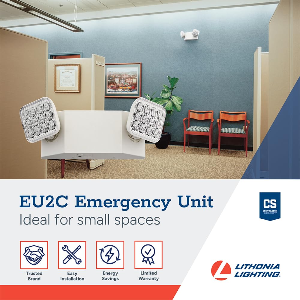 Lithonia Lighting LED Emergency Light, 90-Minute Backup, Dual Adjustable Heads, 4-Pack, White, Model EU2C CP4
