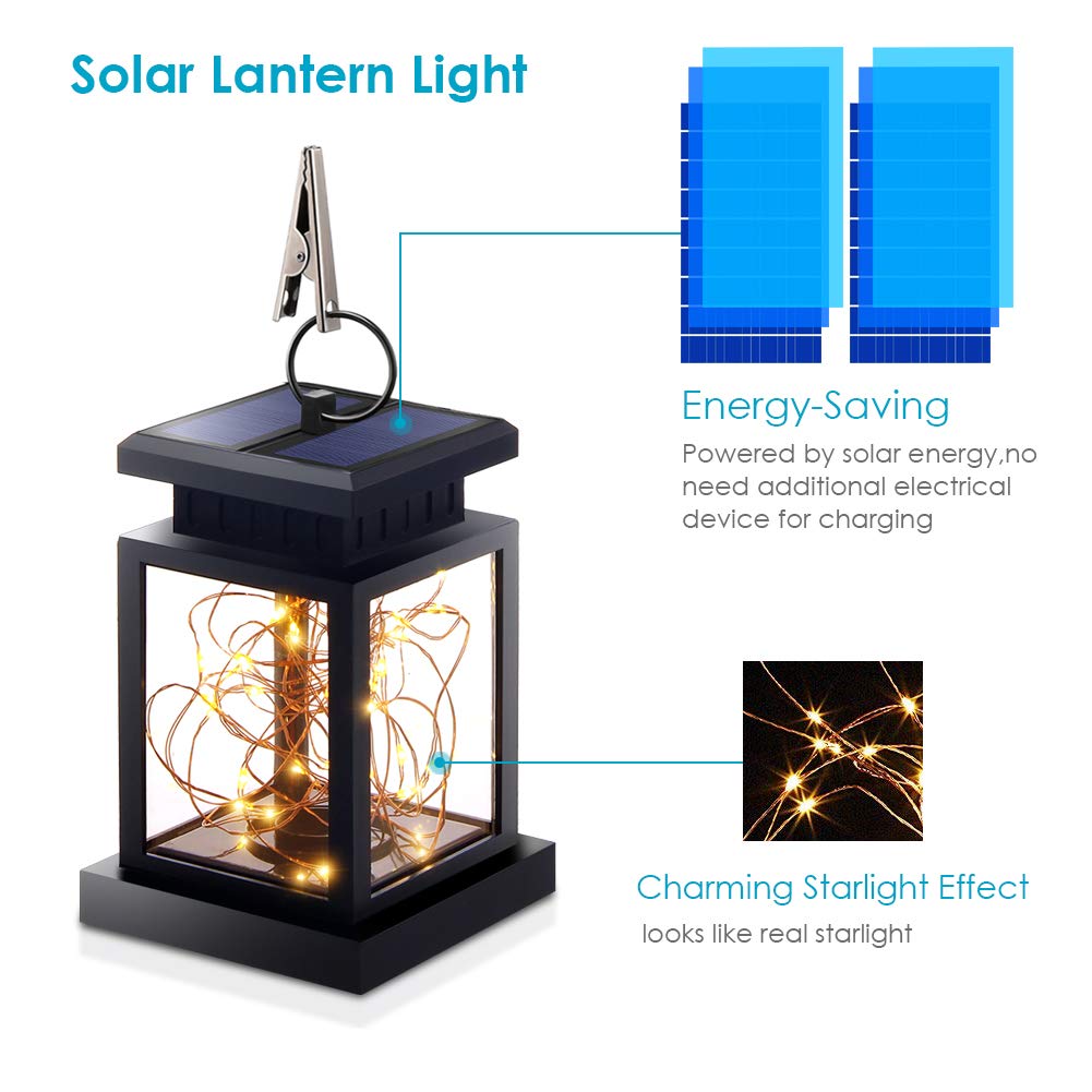 SHANNA Hanging Solar Lights, Warm White Outdoor Lanterns, 2PCS, ABS Material, Dusk to Dawn Auto On/Off for Garden Patio Yard