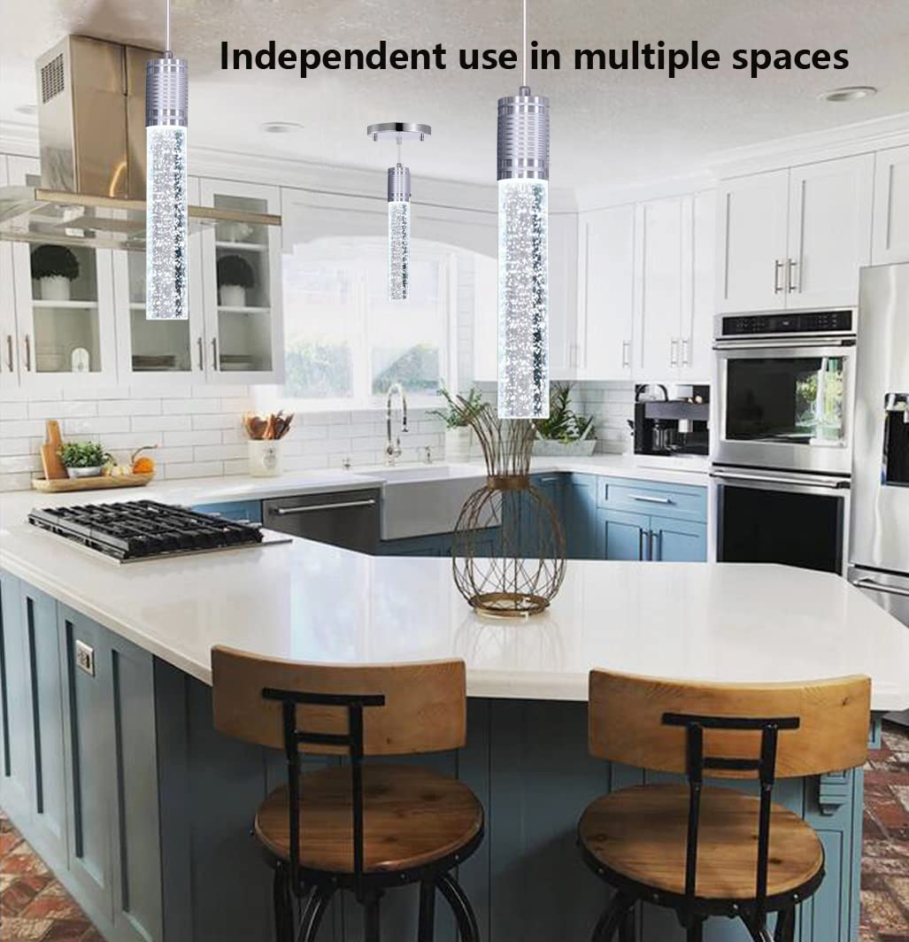 Haixiang Modern Kitchen Island Hanging Light Fixtures Crytstal Pendant Lighting For Kitchen Island Chrome Mini Chandelier With 6