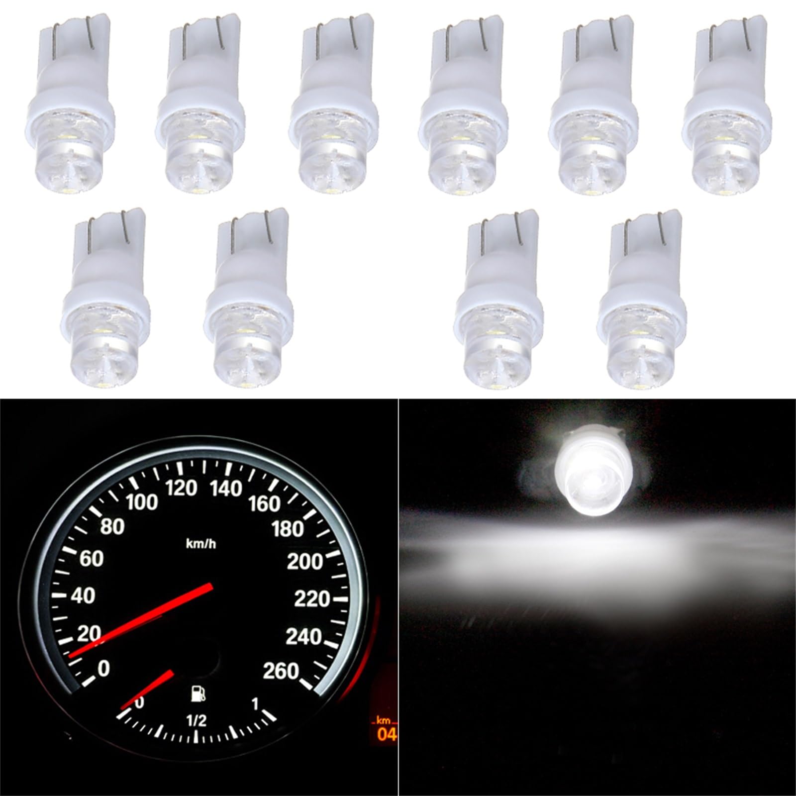 cciyu 10 Pack White T10 168 194 LED Bulbs for Instrument Cluster Dash Light - Bright, Energy Efficient Lighting