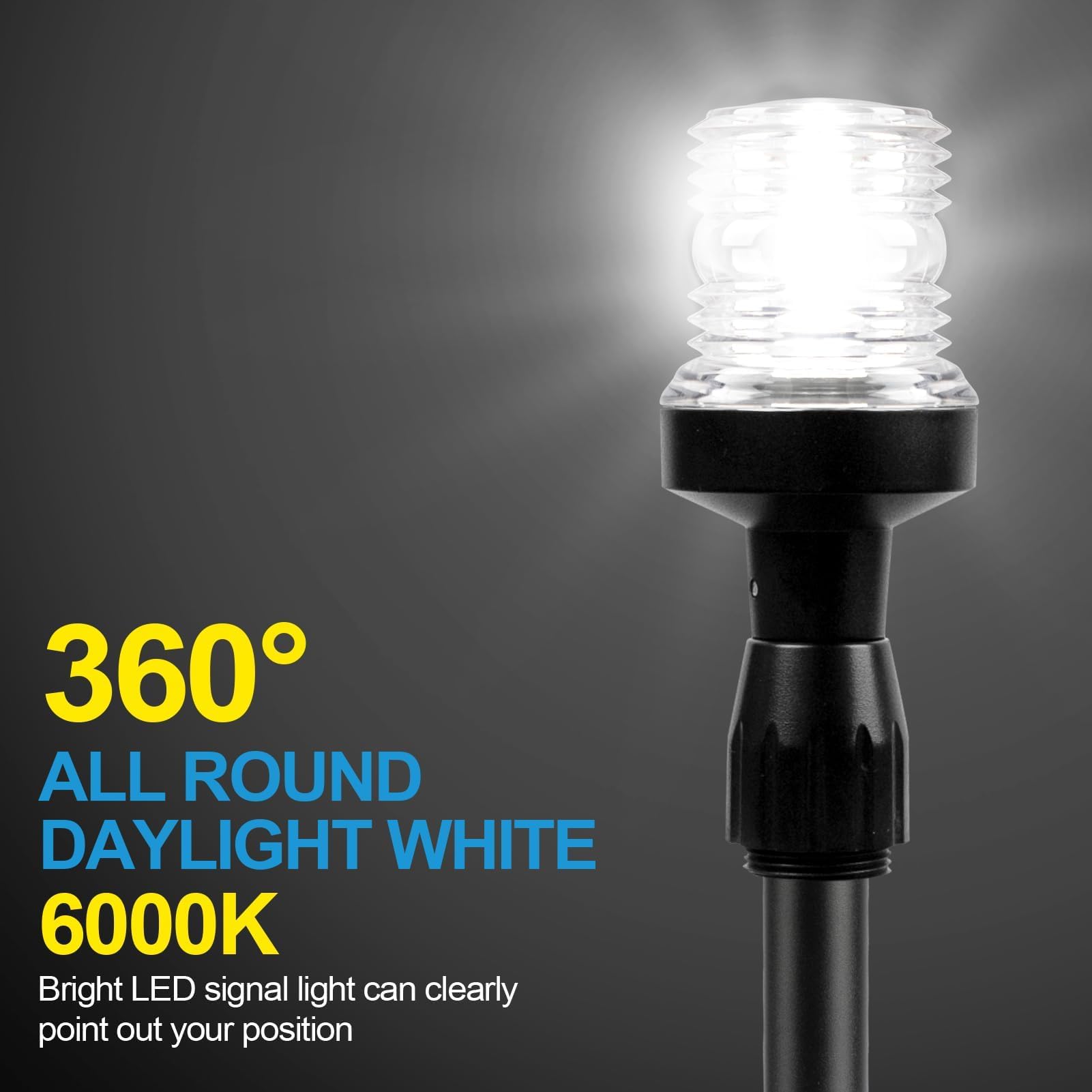 Obcursco Boat Stern Lights - 27"-48" Telescoping LED Anchor Light, 12V 3NM 360° Navigation Lighting, Black