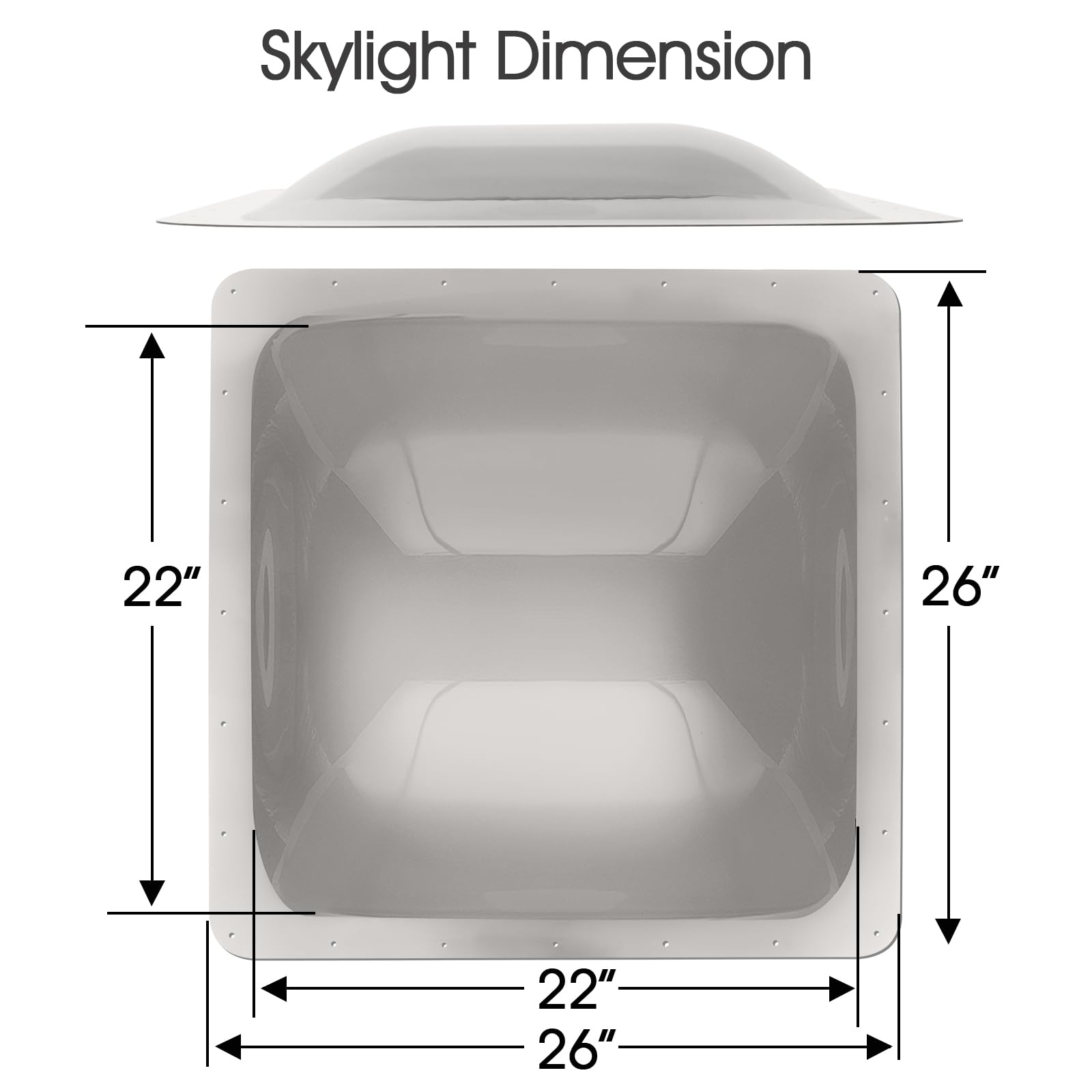 XMK RV Skylight Replacement Cover, 22" x 22", Smoke Gray, Polycarbonate, Model RV Skylight-017