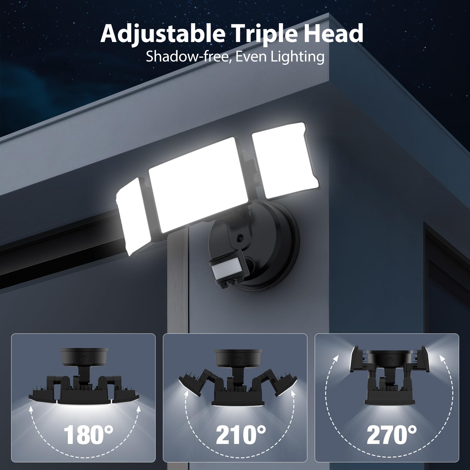 Onforu 65W Motion Sensor Outdoor Lights, 6000Lm 6500K Daylight Flood Lights Outdoor Motion Sensor, Ip65 Waterproof Motion Detect