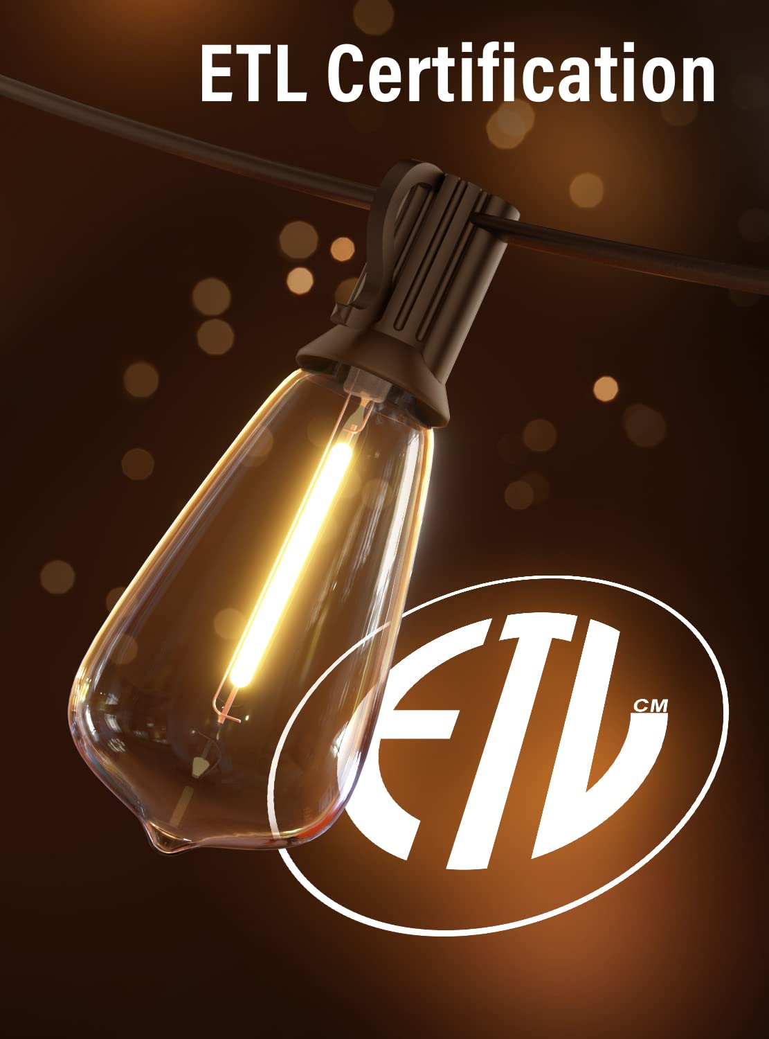 GPATIO Outdoor String Lights - 30FT, 15 Dimmable ST38 Bulbs, Waterproof, Shatterproof, Connectable for Patio, Backyard, Garden Decor
