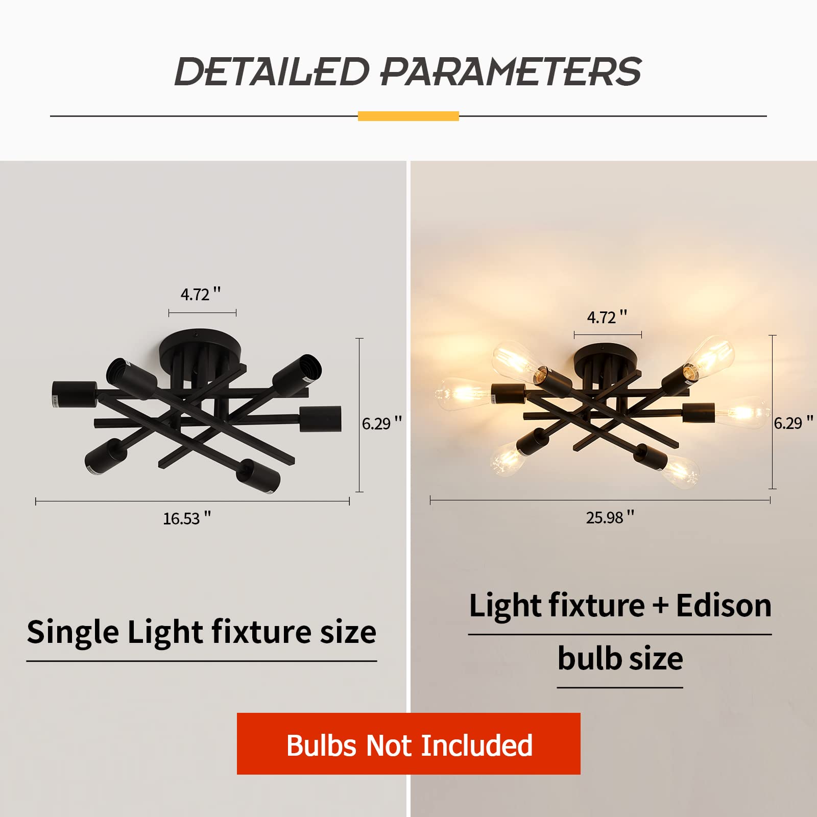 Asgyisa Semi Flush Mount Modern Ceiling Light Fixture
