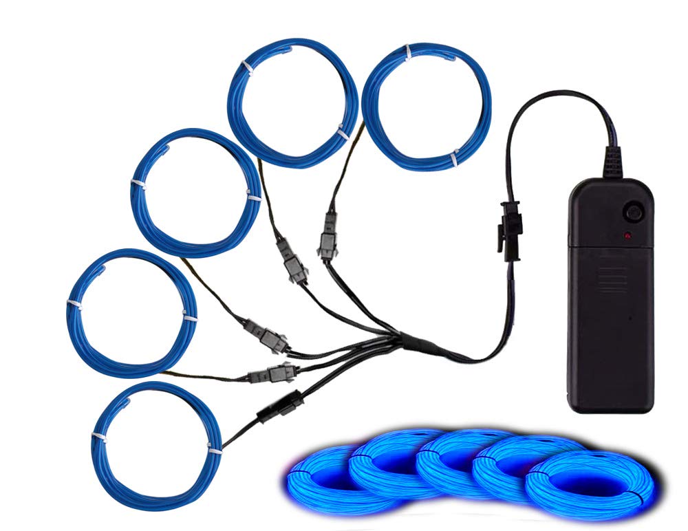 MaxLax Blue EL Wire, Noise Reduction Neon Lights Wire 5 in 1 Meter, Electroluminescent Wire for Halloween, Christmas Party, DIY 