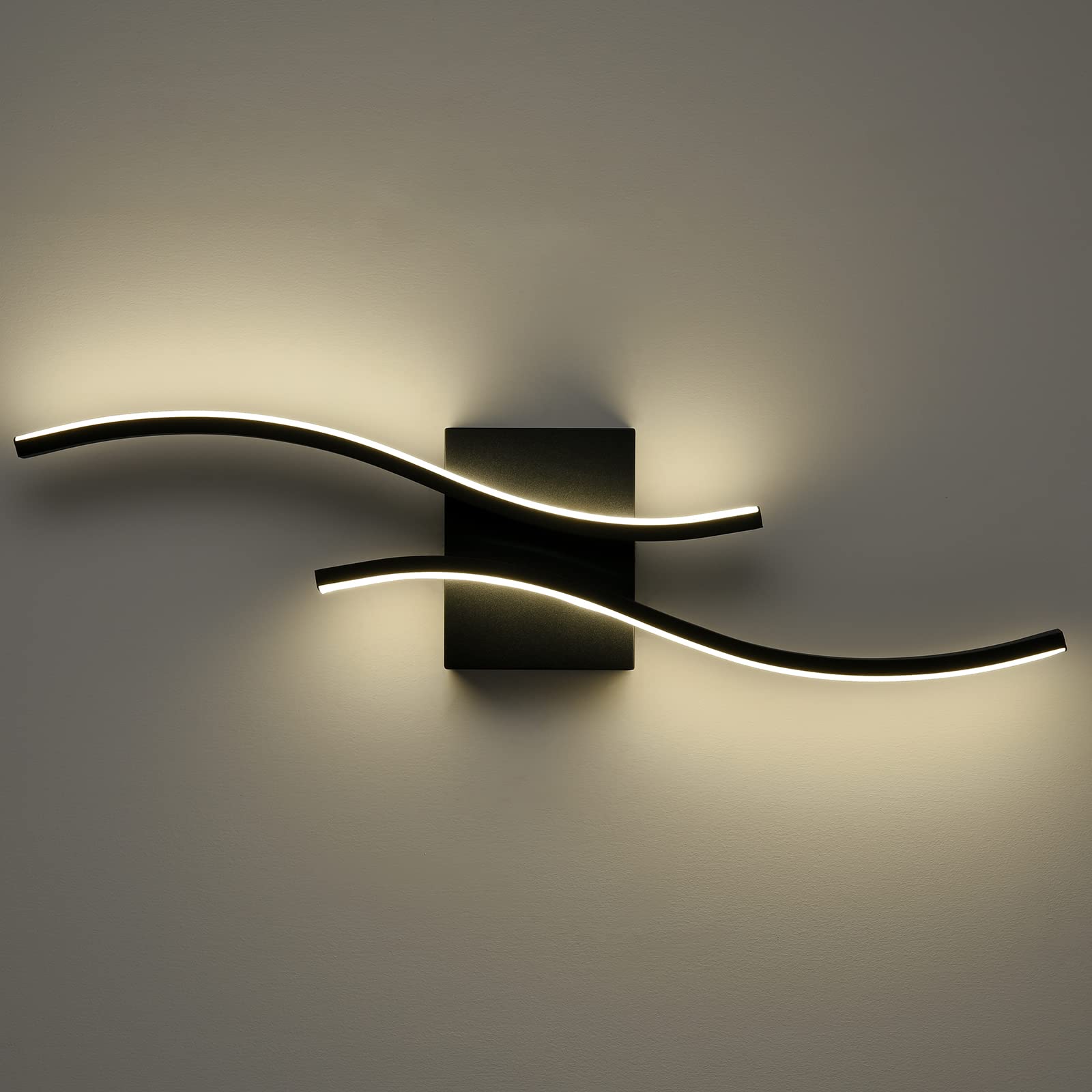 TENGIANTS Modern LED Wall Sconce, 24in Industrial Black Metal Light, Hardwired for Bathroom, Hallway, Staircase, Model T3291BU-BK