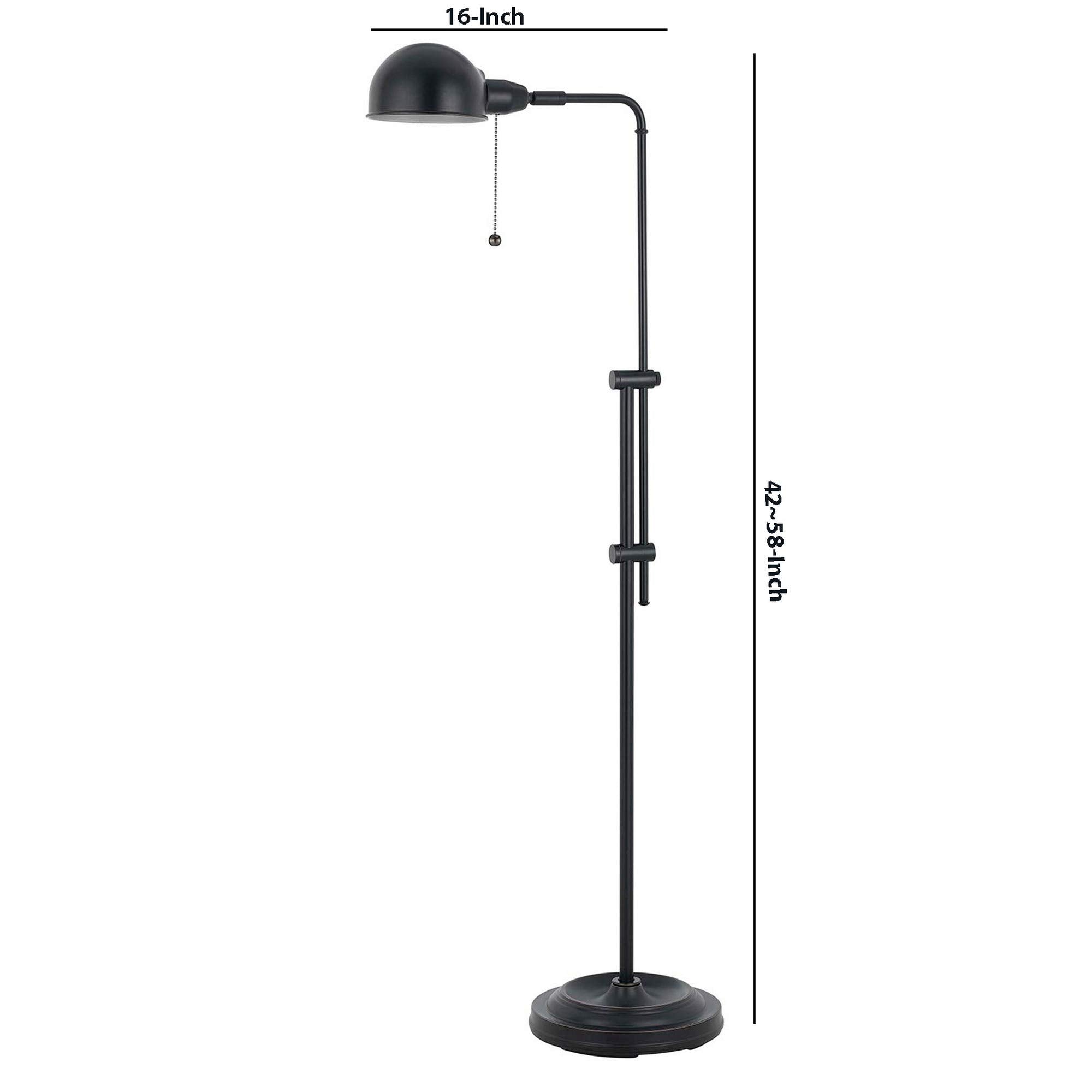 Benzara Adjustable Height Metal Pharmacy Lamp, Black, Model BM220838, Pull Chain Switch