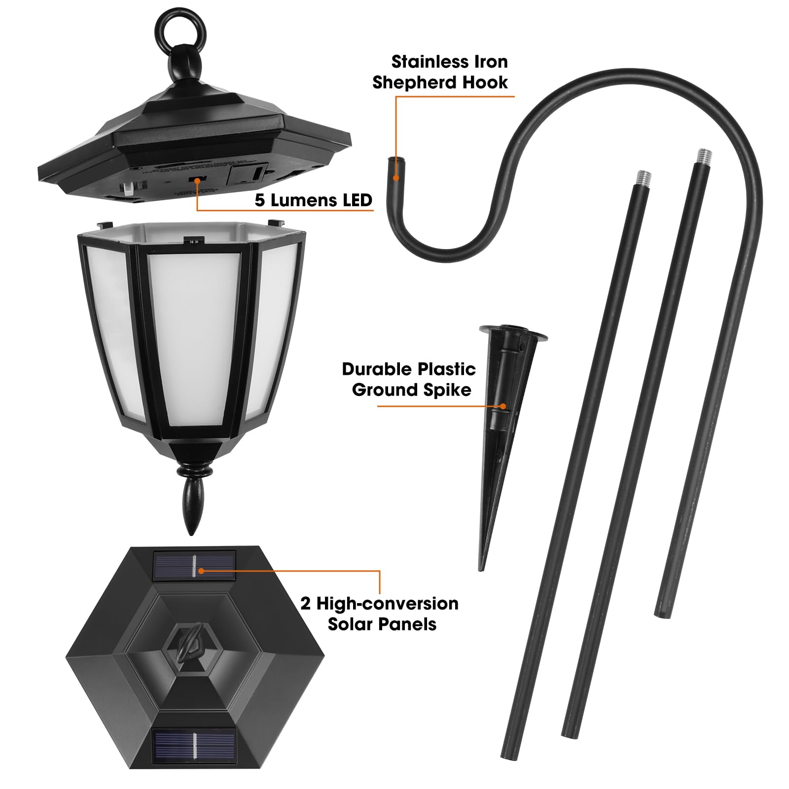 Viewsun Solar Hanging Lights, 4 Lighting Modes, Waterproof Lanterns, 4-Pack, Plastic, Model LT0803-4