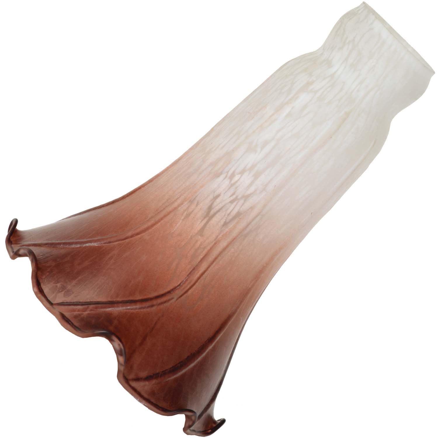 Bieye LS09 Lily Flower Blown Glass Lampshade (White Brown, Opening I.D. 1.26'' x O.D. 1.5'')