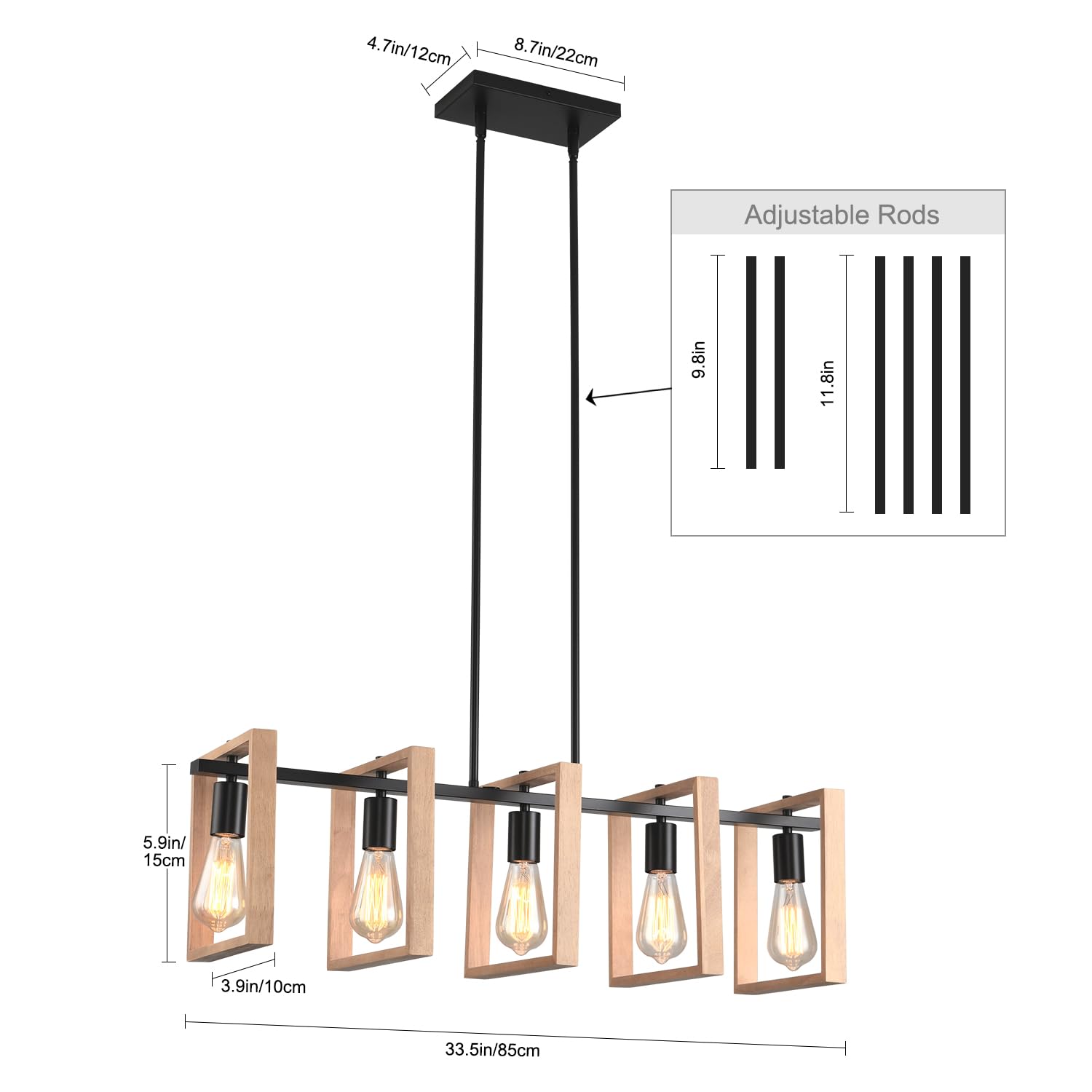 Kitchen Island Lighting Hanging For Farmhouse Linear Chandeliers Modern Chandelier Over Table  Matte Black Rustic Wood Ceiling Pendant Light Dining Room Hanging Light Rustic Wood