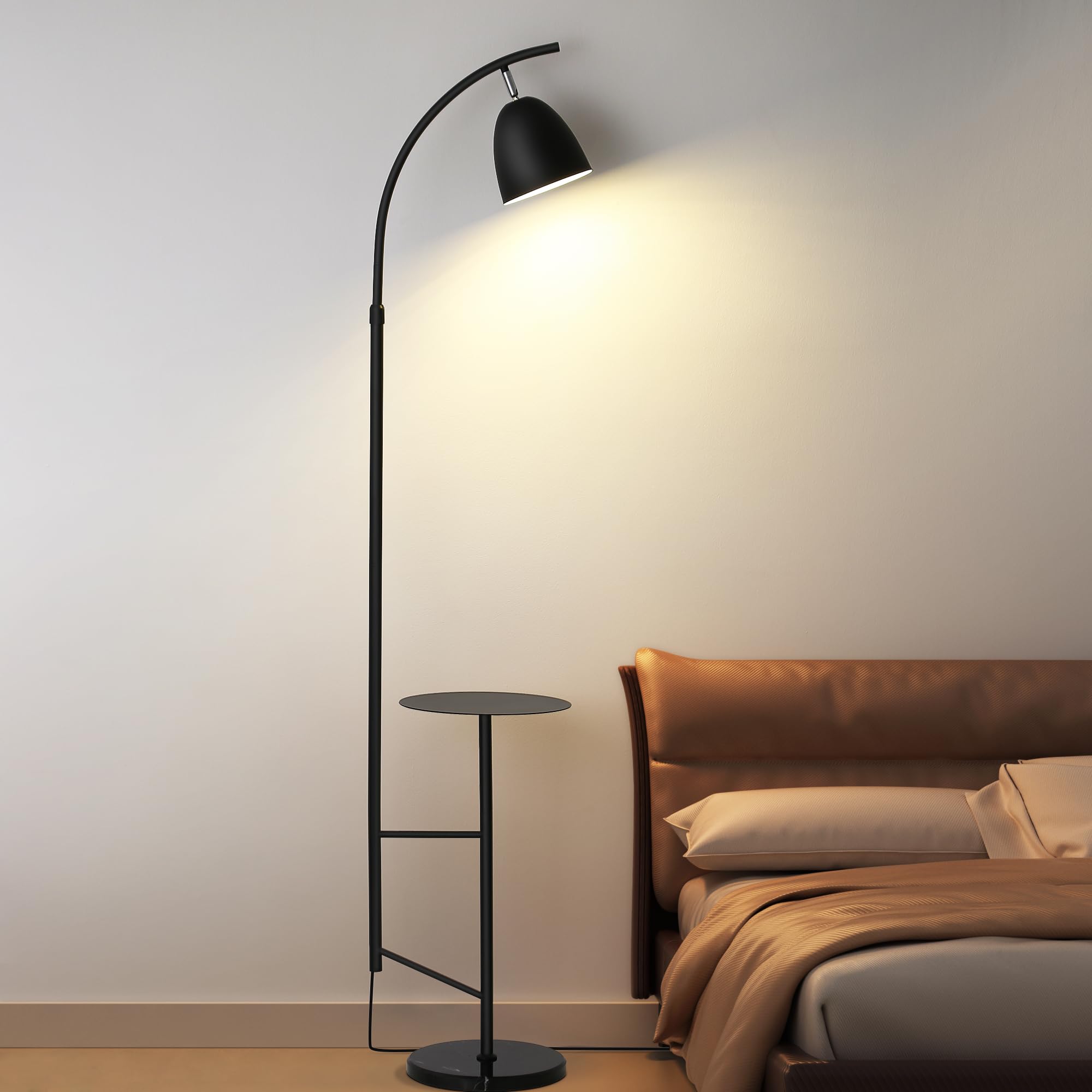 O'Neeldy Floor Lamp With Table Black Floor Lamp Modern Floor Lamp Bedroom With Table Attached Modern Dimmable Lamps For Living R
