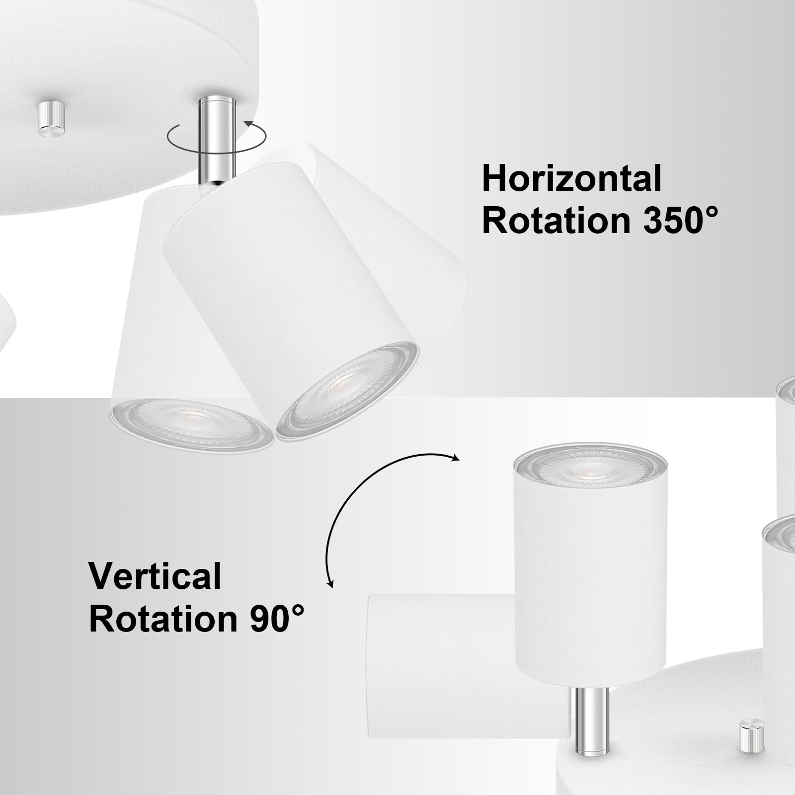 4 Light Track Lighting Fixtures Ceiling  Matte White Round Directional Ceiling Spotlight  Gu10 Flush Mount Track Fixture  Adjustable Modern Led Track Lights For Kitchen/Living Room  Bulb Not Included