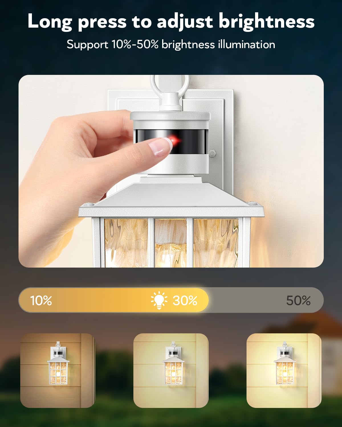 Vianis Motion Sensor Outdoor Wall Light, White Aluminum Dusk To Dawn Fixture For Garage & Porch