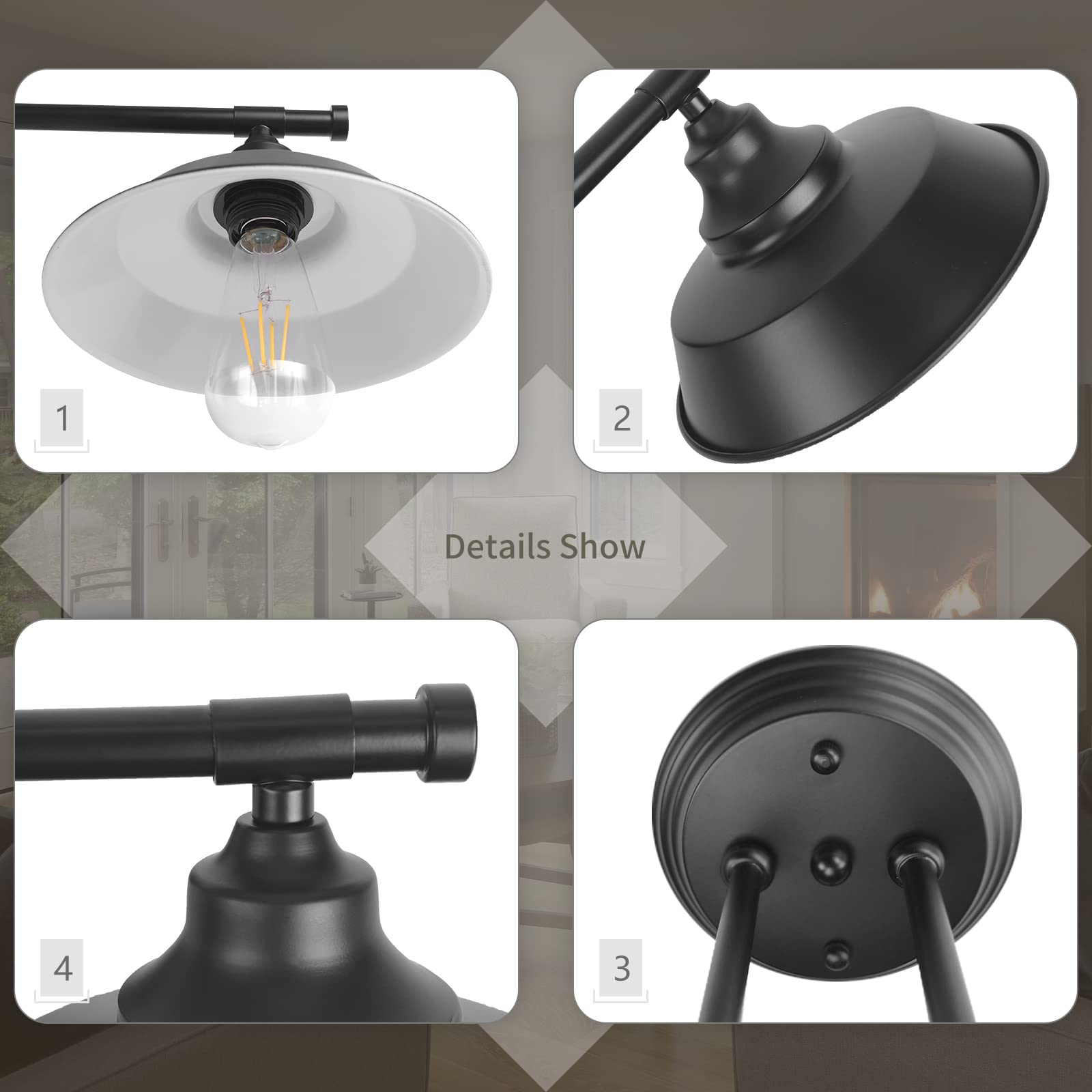GoYeel Bathroom Vanity Light - Matte Black 3-Light Rustic Industrial Wall Sconce Fixture, Iron Material for Dressing Table