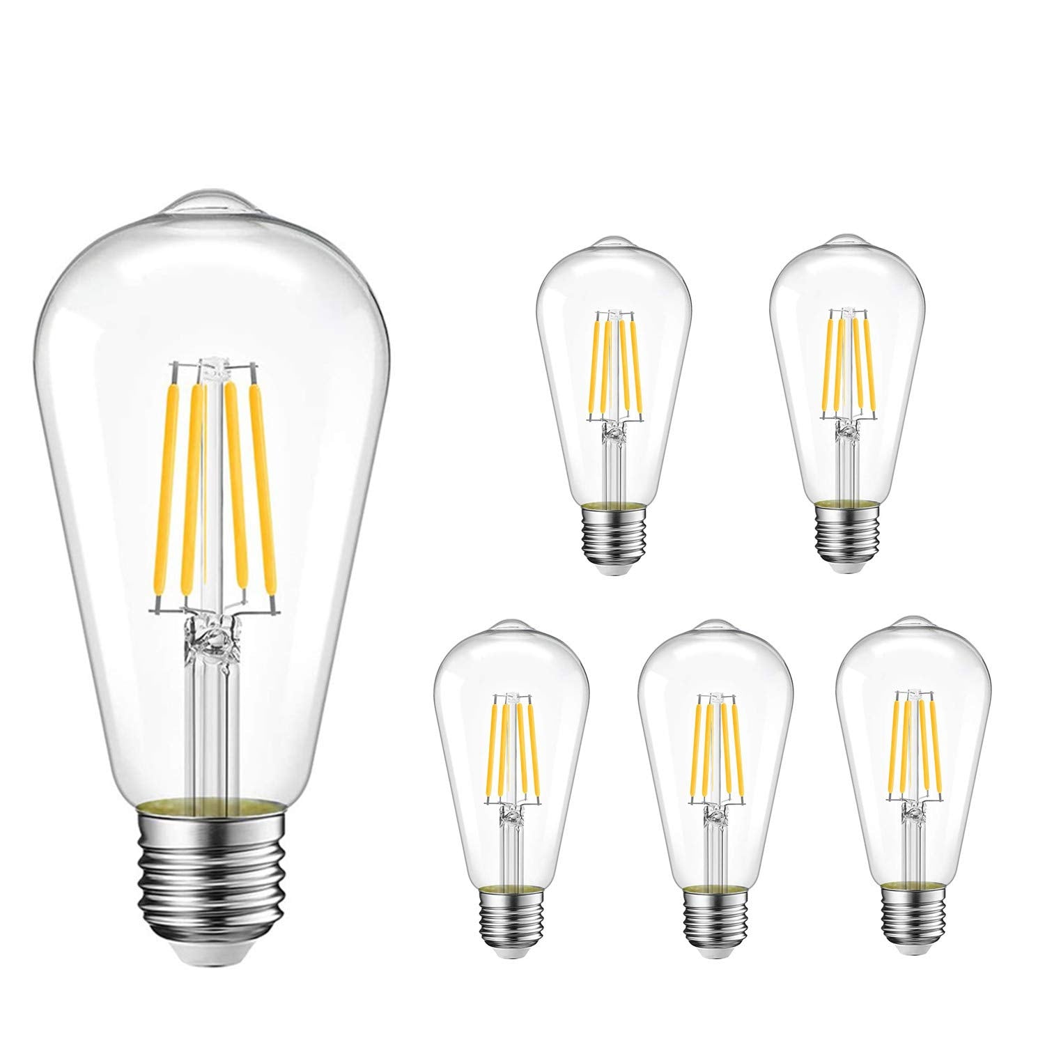 Livemax Vintage Edison Led Bulb,Antique 40W Vintage Edison Bulb,E26 Light Bulb Led Bulb 400 Lumens Warm White 2700K,Pack Of 6(No