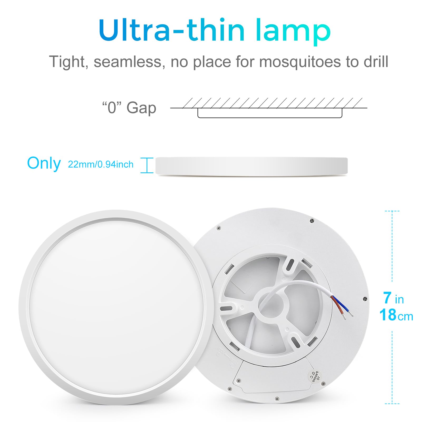 Lightingwill 7 Inch Led Flush Mount Ceiling Light Fixture, 4000K Nurture White, 1500Lm, 12W, Flat Modern Round Lighting Fixture,