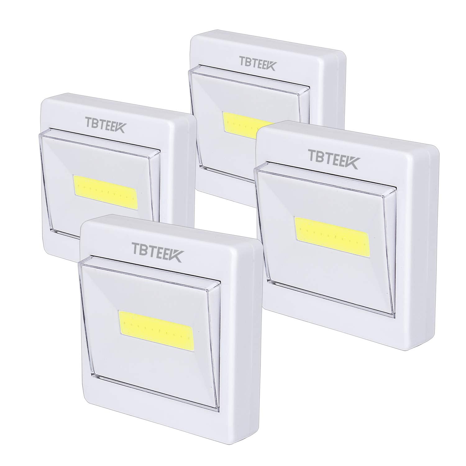 TBTeek Closet Light, Battery Operated LED Lamp, 200 LM, 4 Pack, White, Classic Version, Model L01