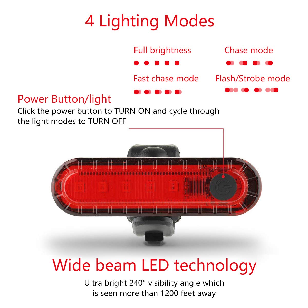 Bike Tail Light Rechargeable 2 Pack, Rear Red Bike Light For Night Riding, Back Bicycle Taillights With Great Battery Life, Easy