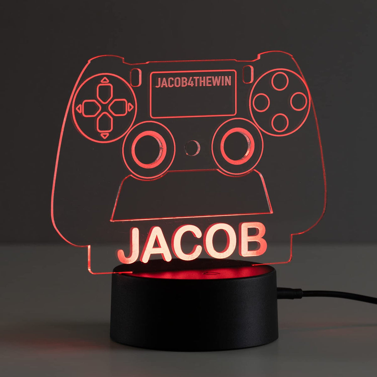 Personalized Planet Game Controller Multicolor LED Night Light with Custom Name and Gamer ID Laser Engraved on Acrylic Design In